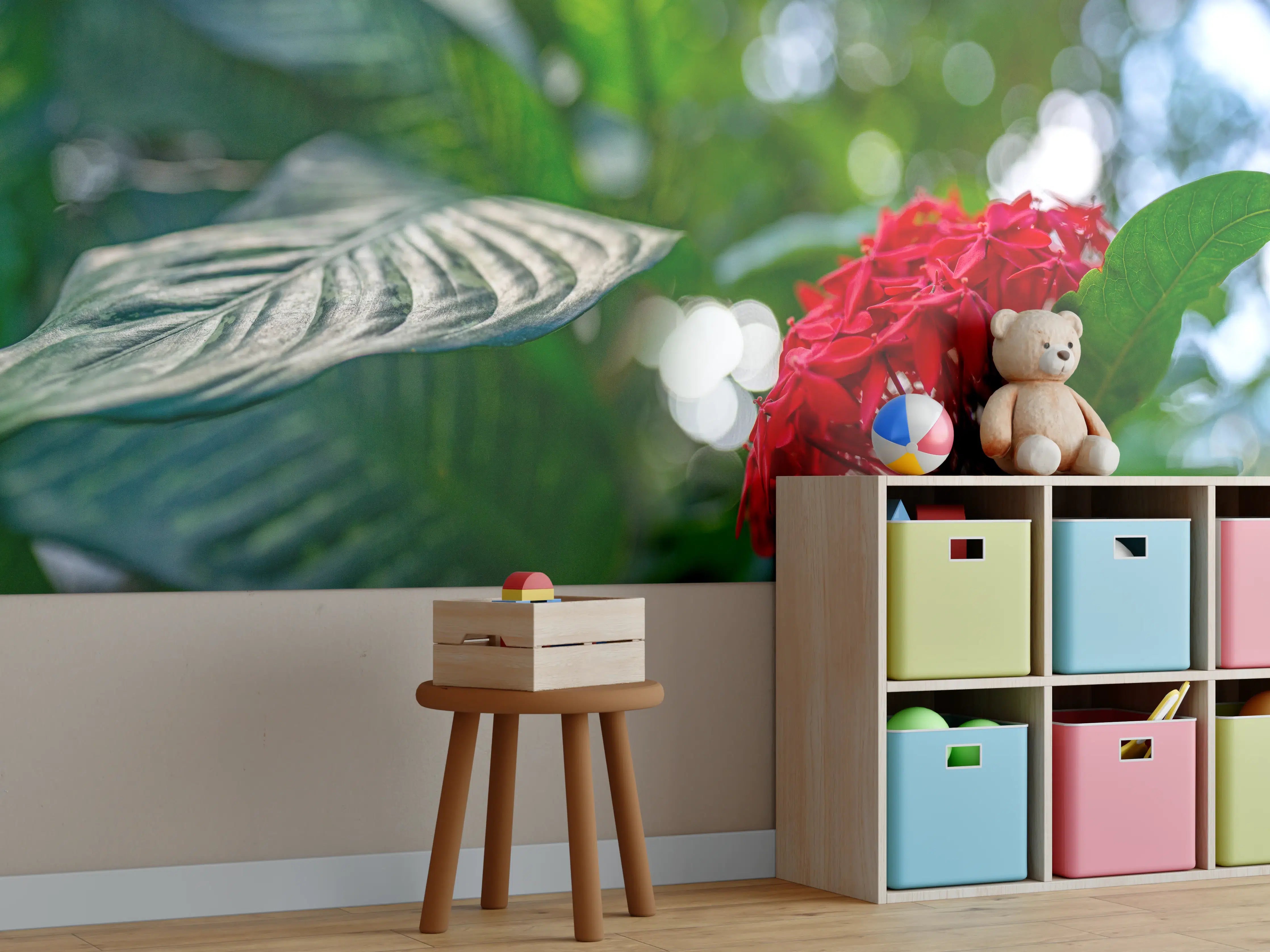 Kinderzimmer Wandgestaltung - Tropisches Pflanzenmotiv