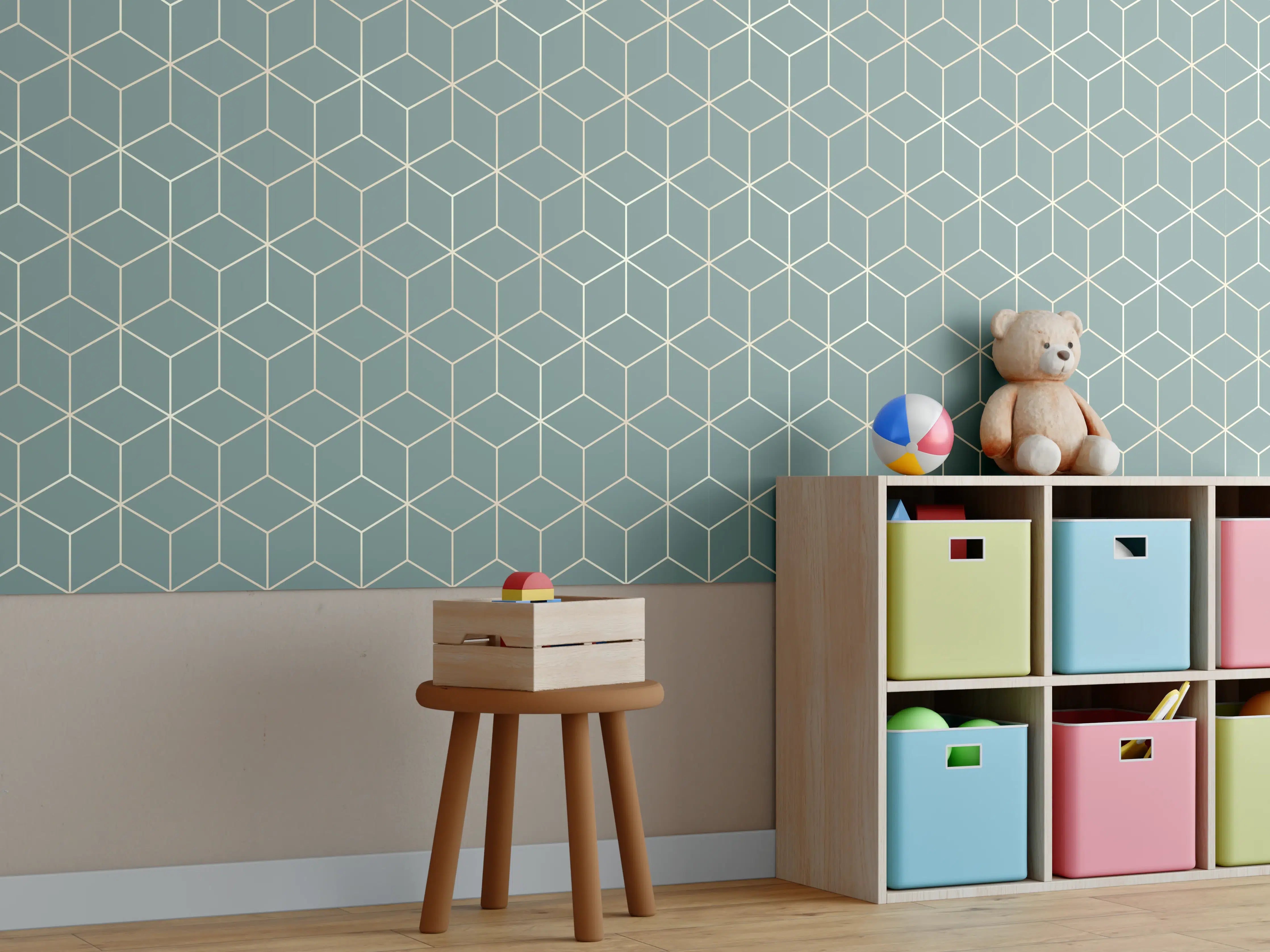 Kinderzimmer Wandgestaltung - Türkis-Eleganz-Muster