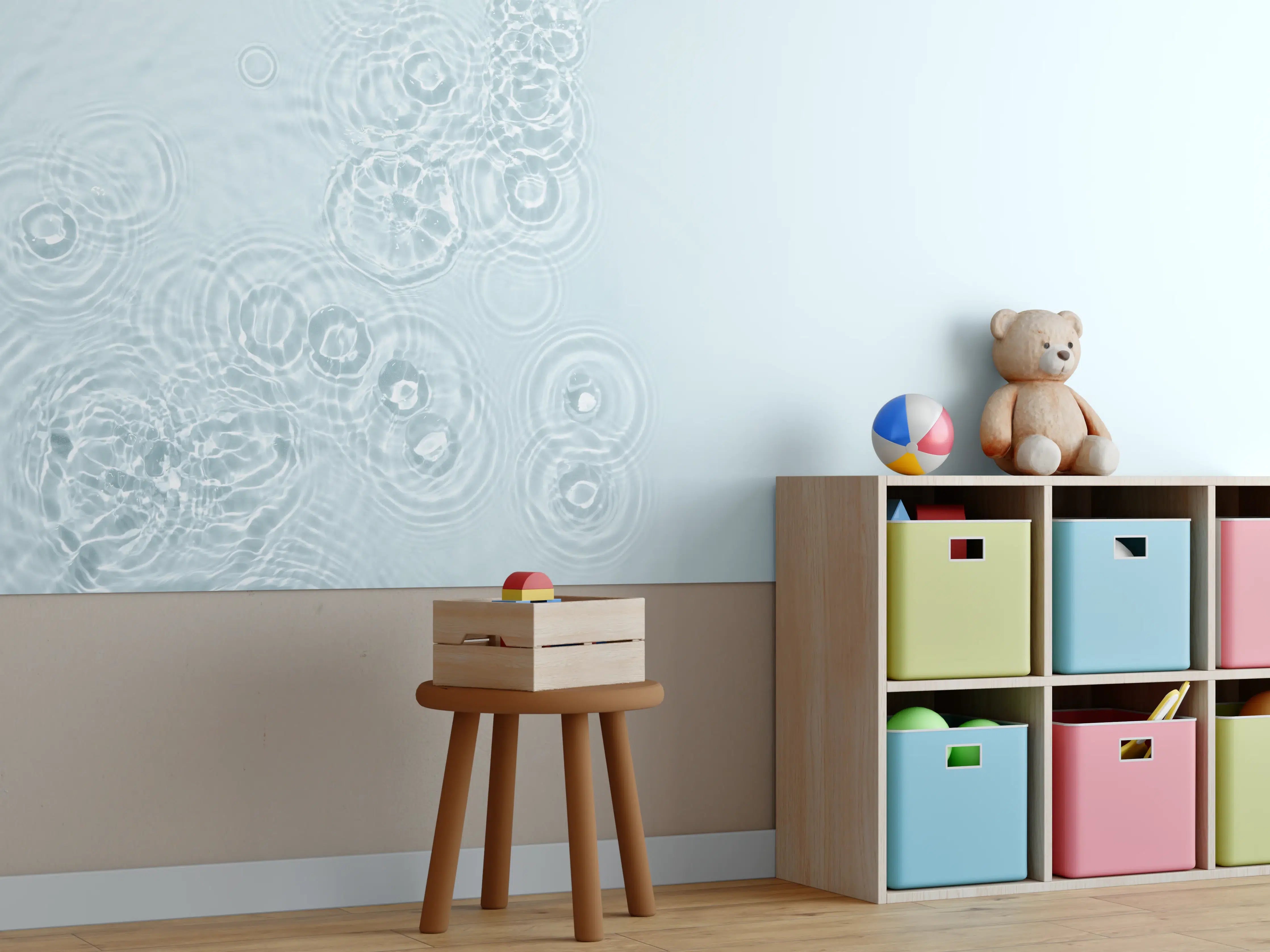 Kinderzimmer Wandgestaltung - Türkis-Weiß Wassertextur