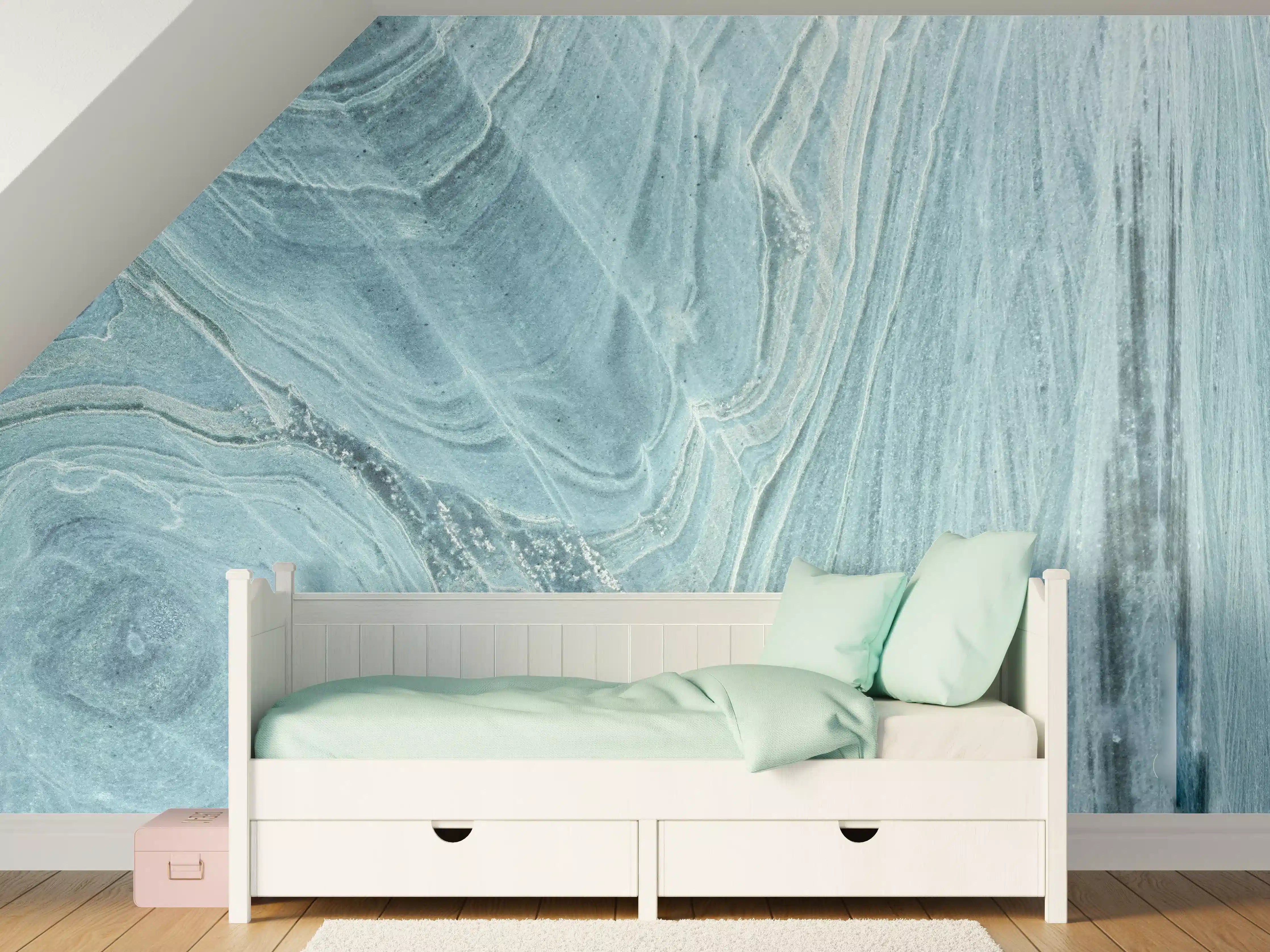 Kinderzimmer Wandgestaltung - Türkis-Weißer Marmor