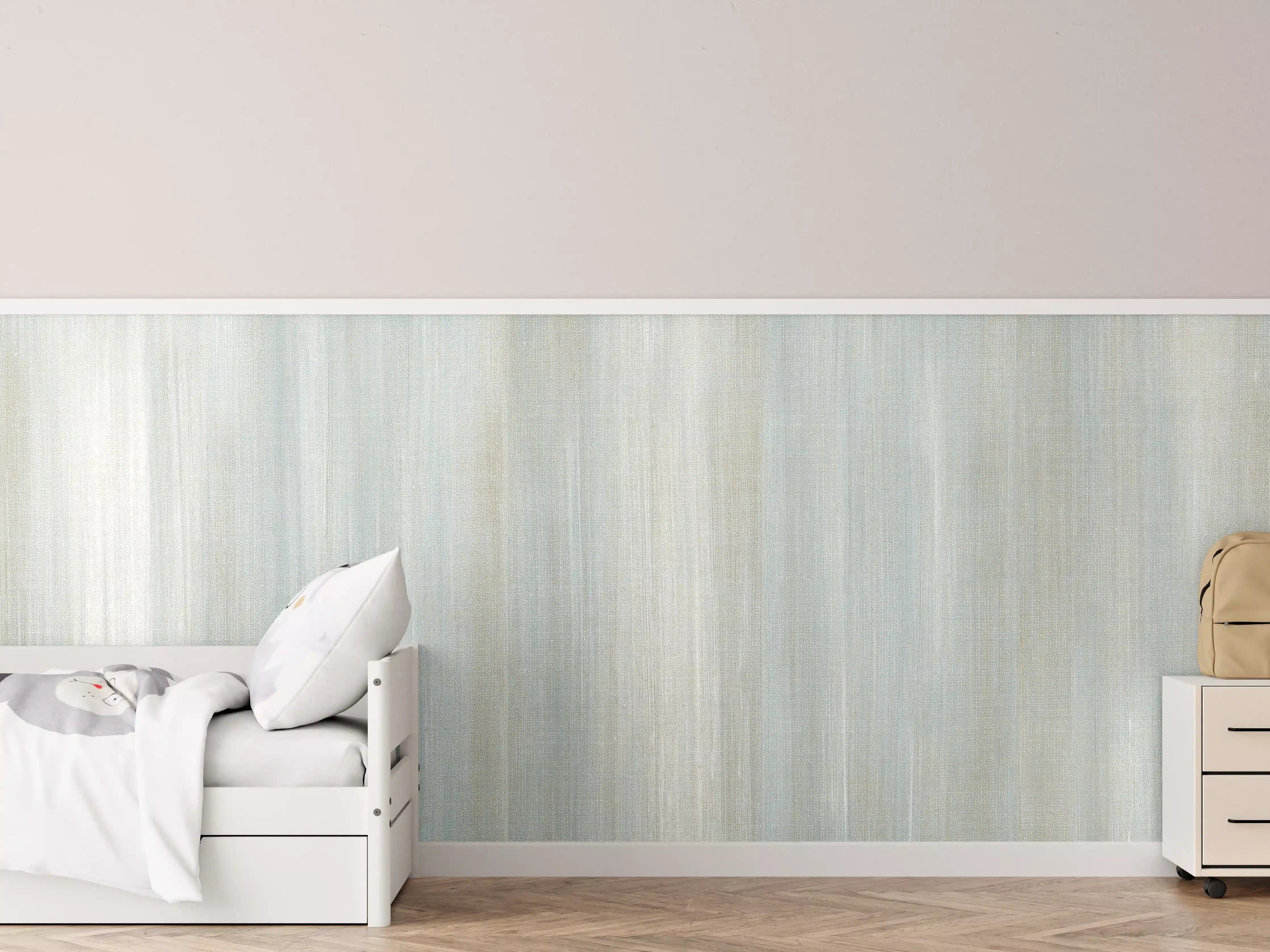 Kinderzimmer Wandgestaltung - Türkis gräulicher Struktur-Tapete 