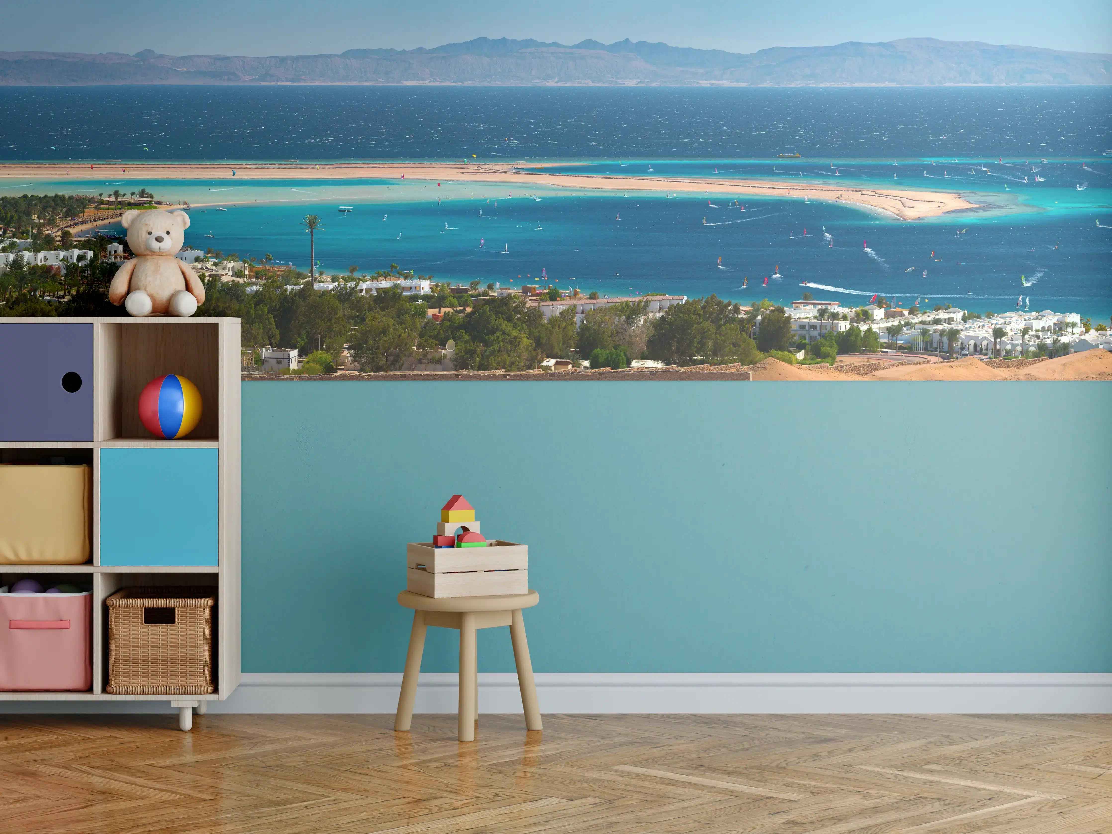 Kinderzimmer Wandgestaltung - Türkisblaue Lagunenansicht
