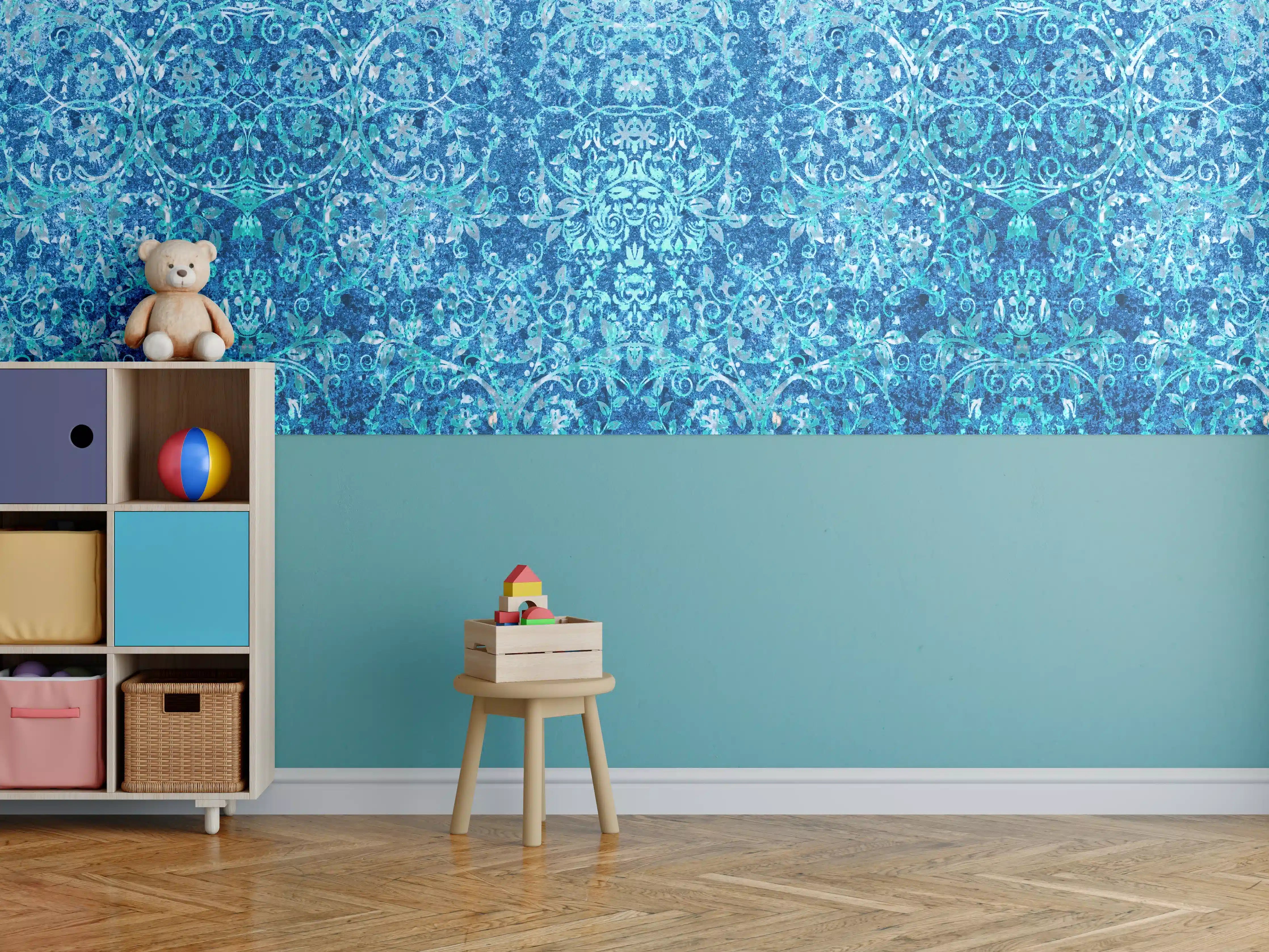 Kinderzimmer Wandgestaltung - Türkise Aquamarin Wand Textur