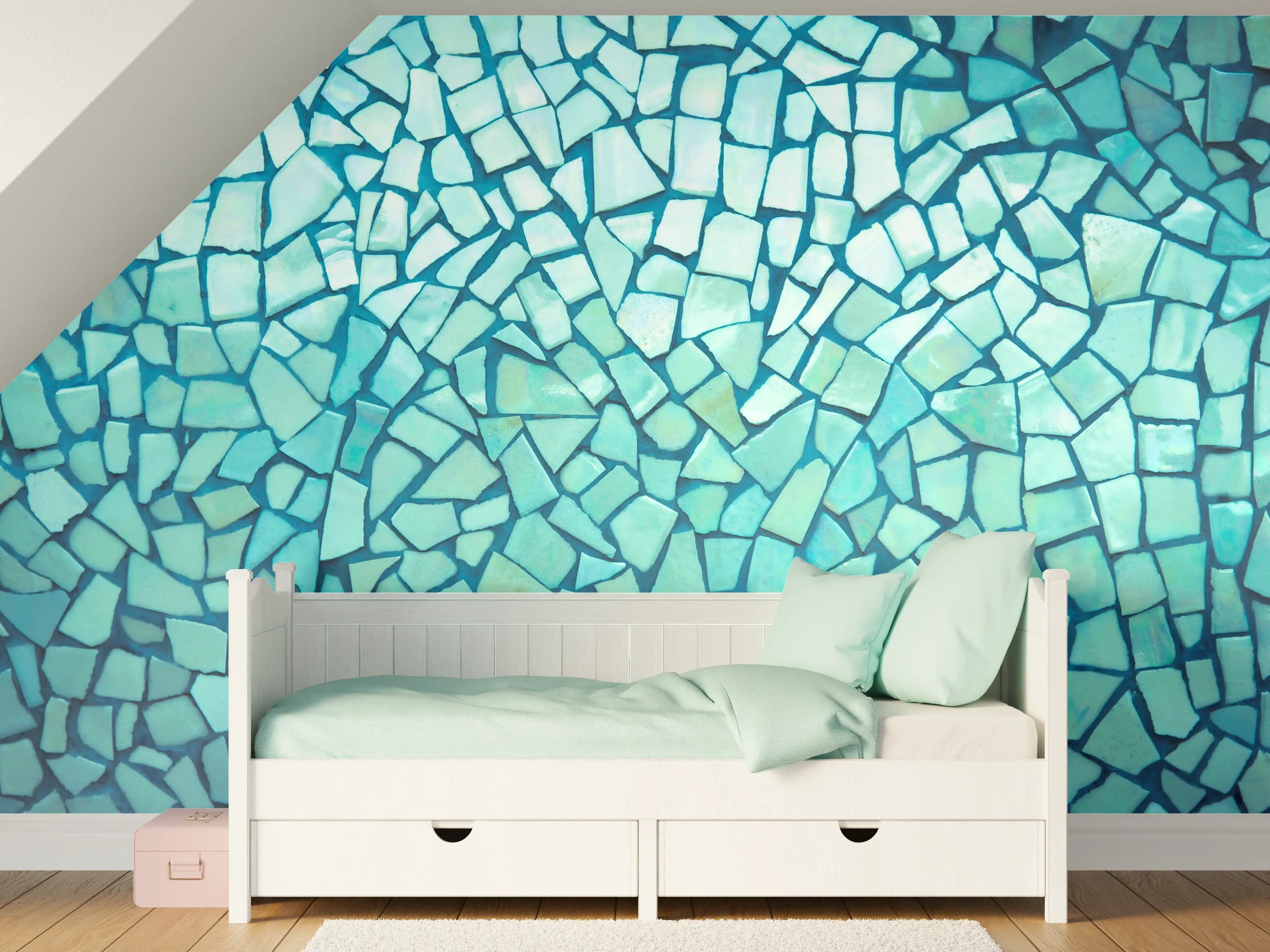 Kinderzimmer Wandgestaltung - Türkise Fliesen Mosaik