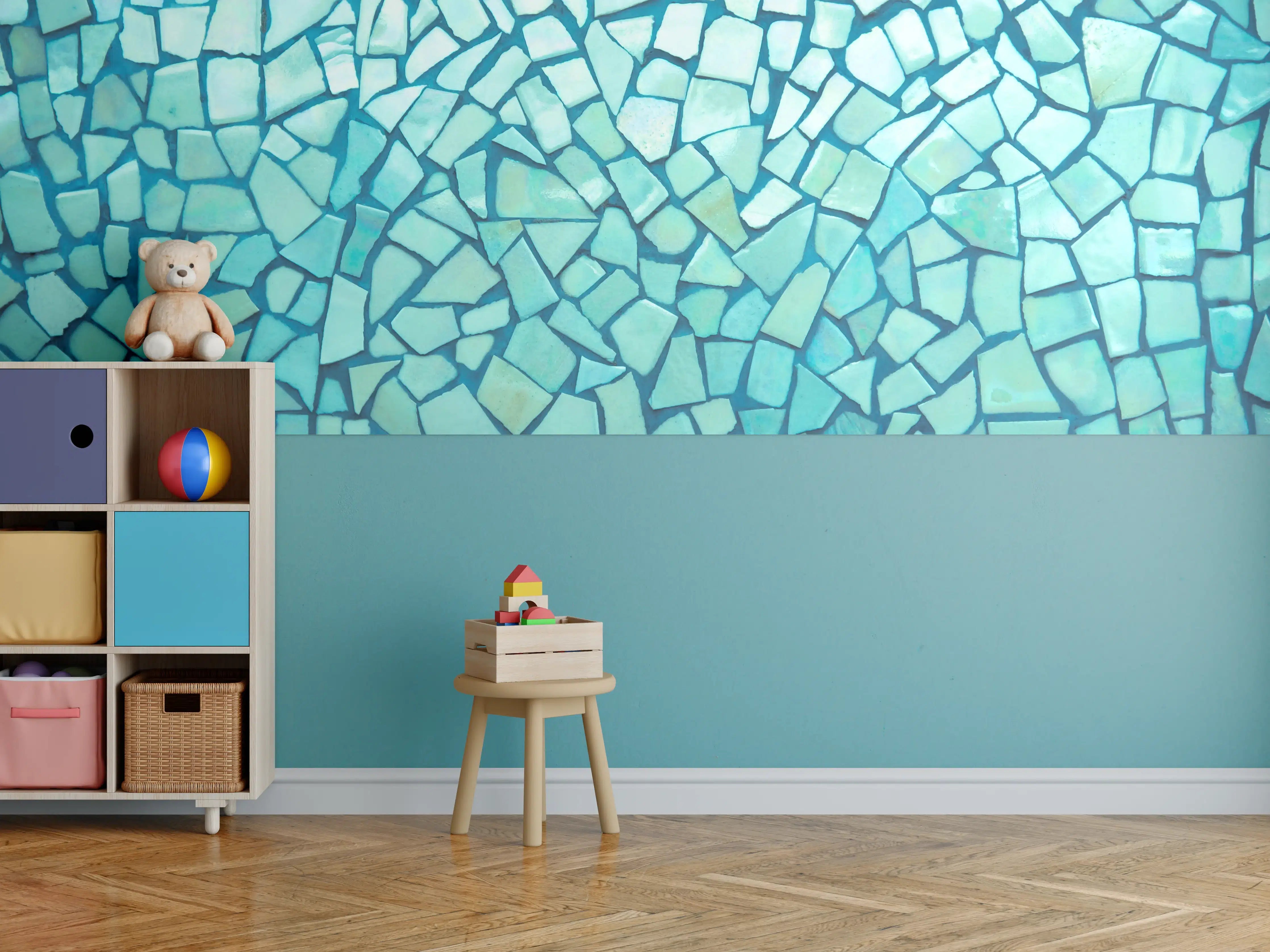 Kinderzimmer Wandgestaltung - Türkise Fliesen Mosaik