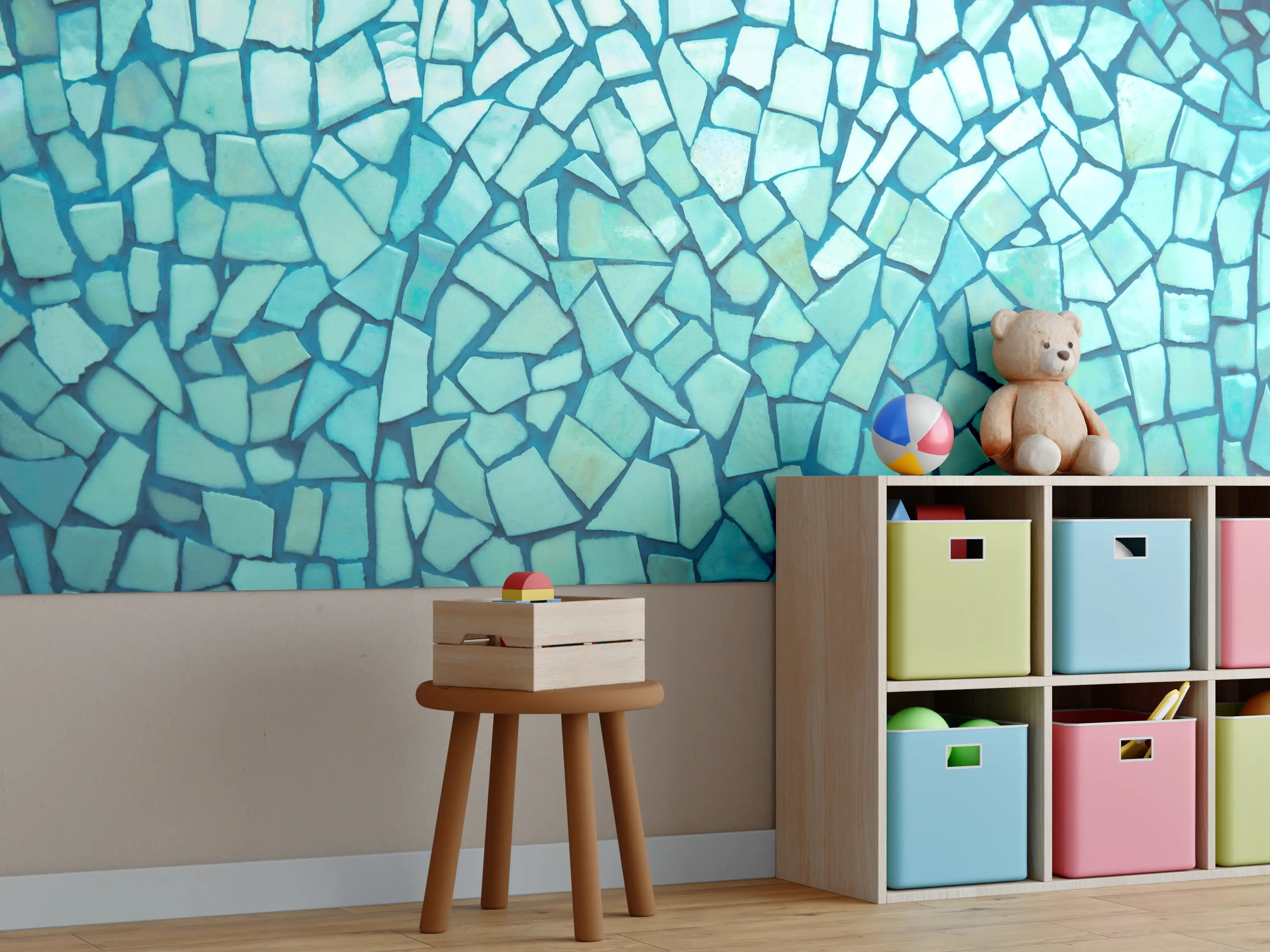 Kinderzimmer Wandgestaltung - Türkise Fliesen Mosaik