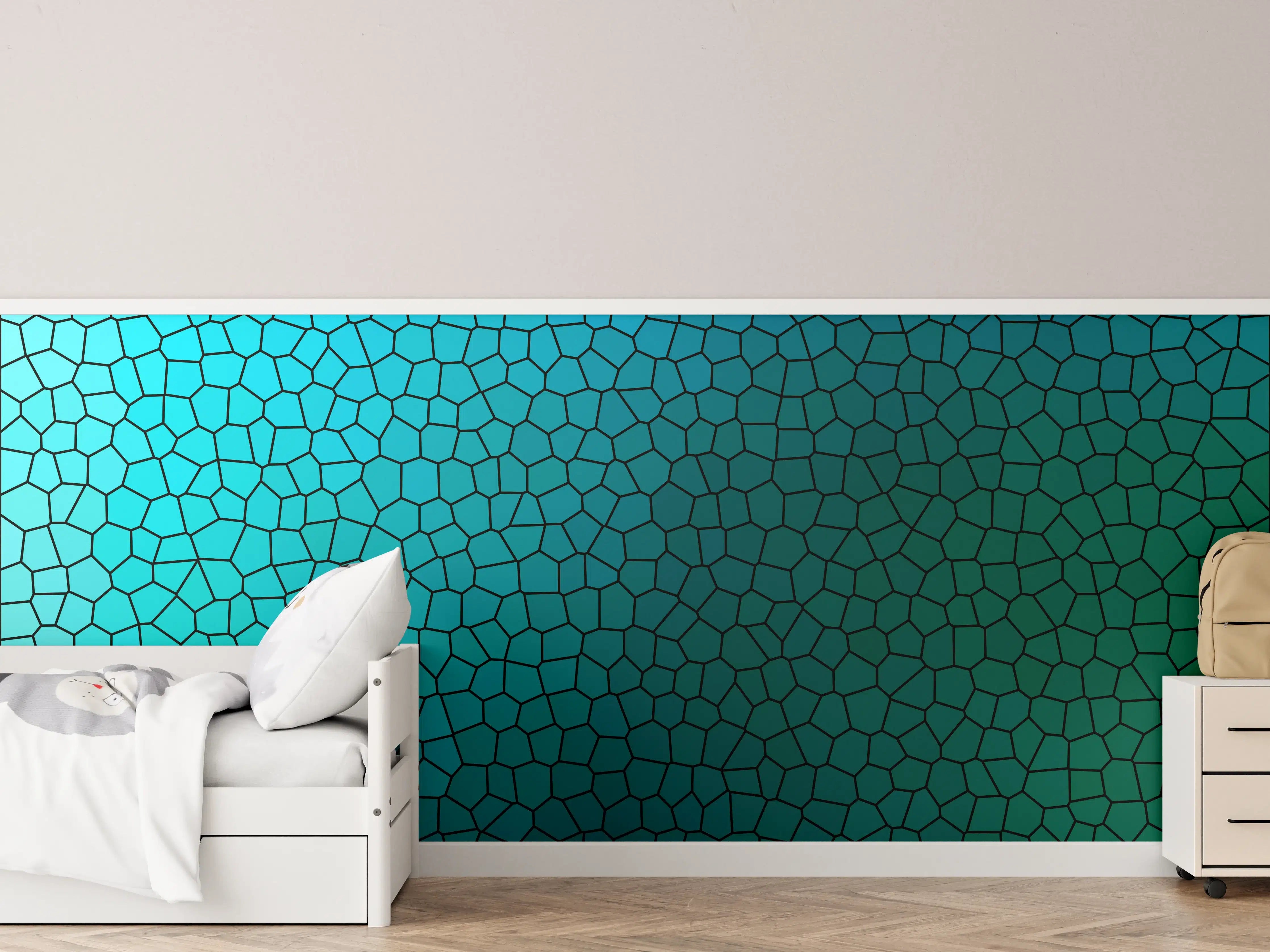 Kinderzimmer Wandgestaltung - Türkises Fliesenmuster - Mosaik