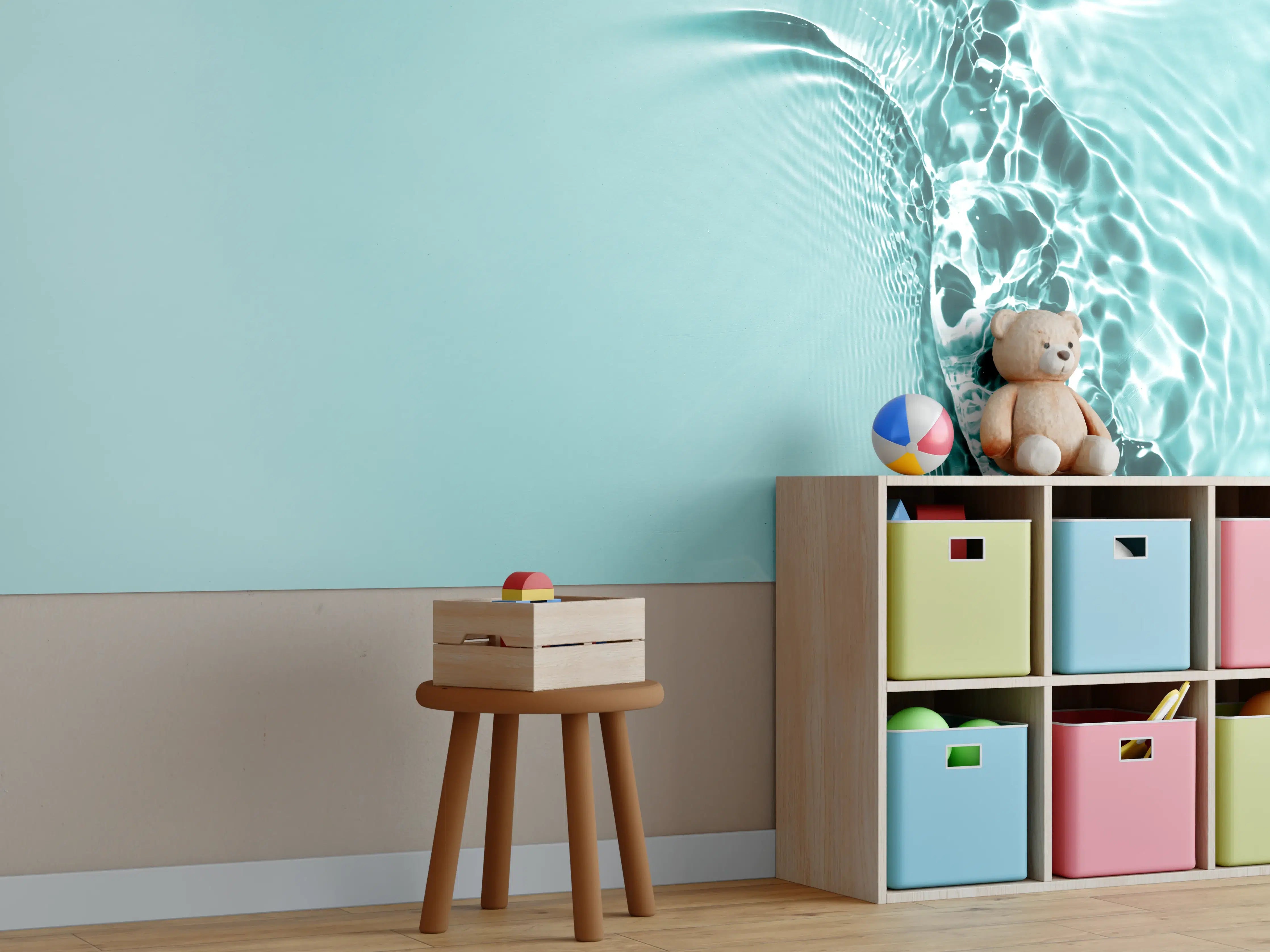 Kinderzimmer Wandgestaltung - Türkisfarbener Wasseroberflächen-Detail