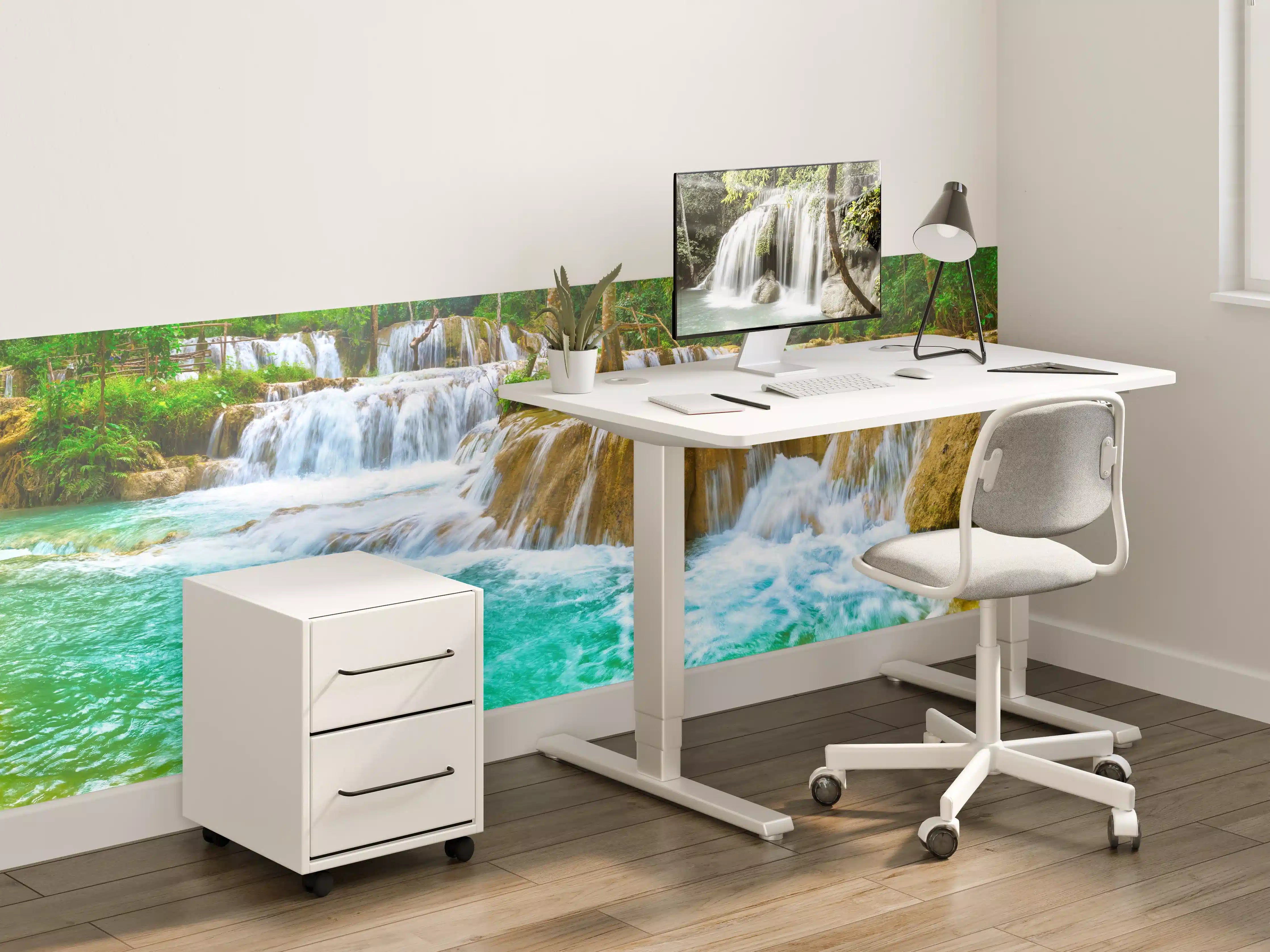 Kinderzimmer Wandgestaltung - Türkisgrüner Stufen-Wasserfall