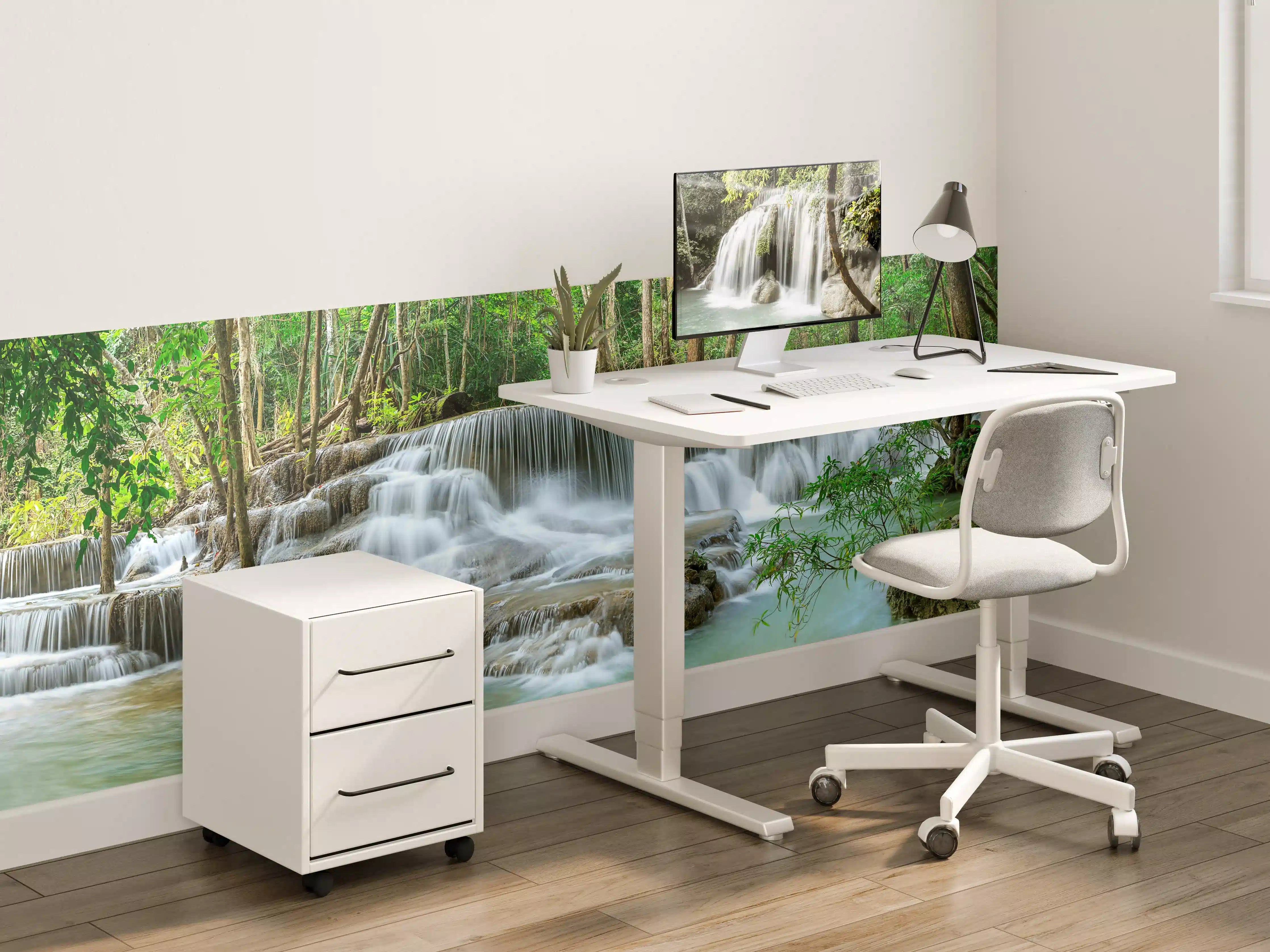 Kinderzimmer Wandgestaltung - Türkisgrüner Wasserfall im Wald