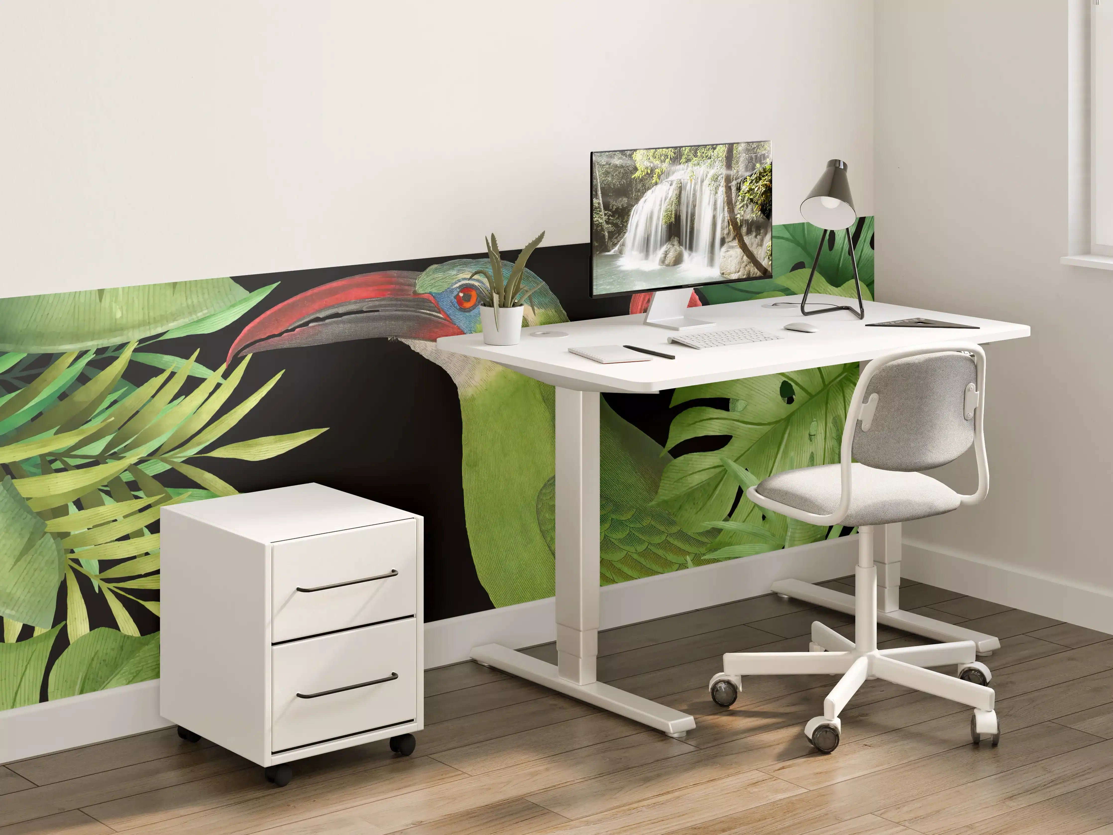 Kinderzimmer Wandgestaltung - Tukan Malerei - Tropische Blätter