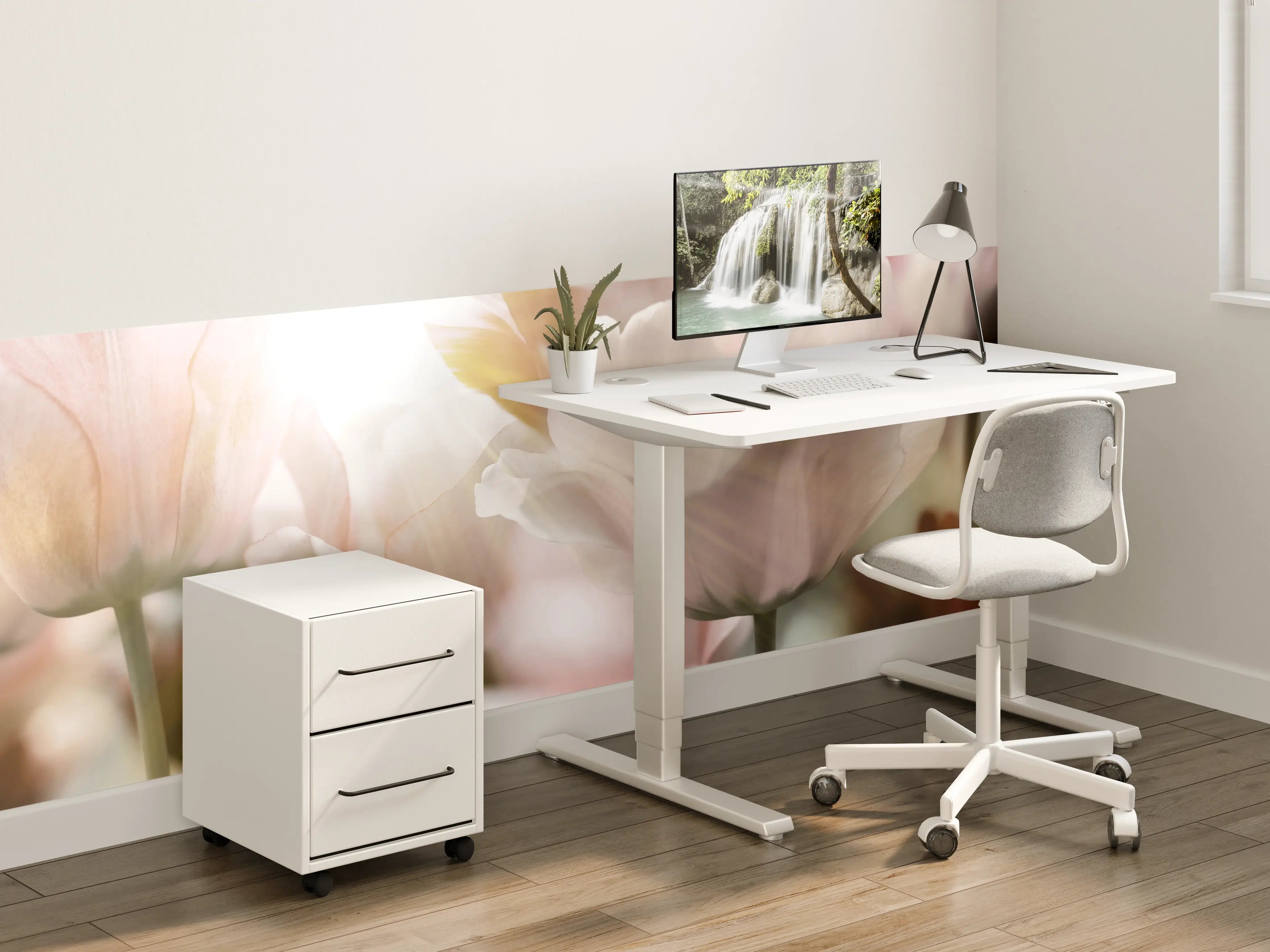 Kinderzimmer Wandgestaltung - Tulpen in Sonnenstrahlen