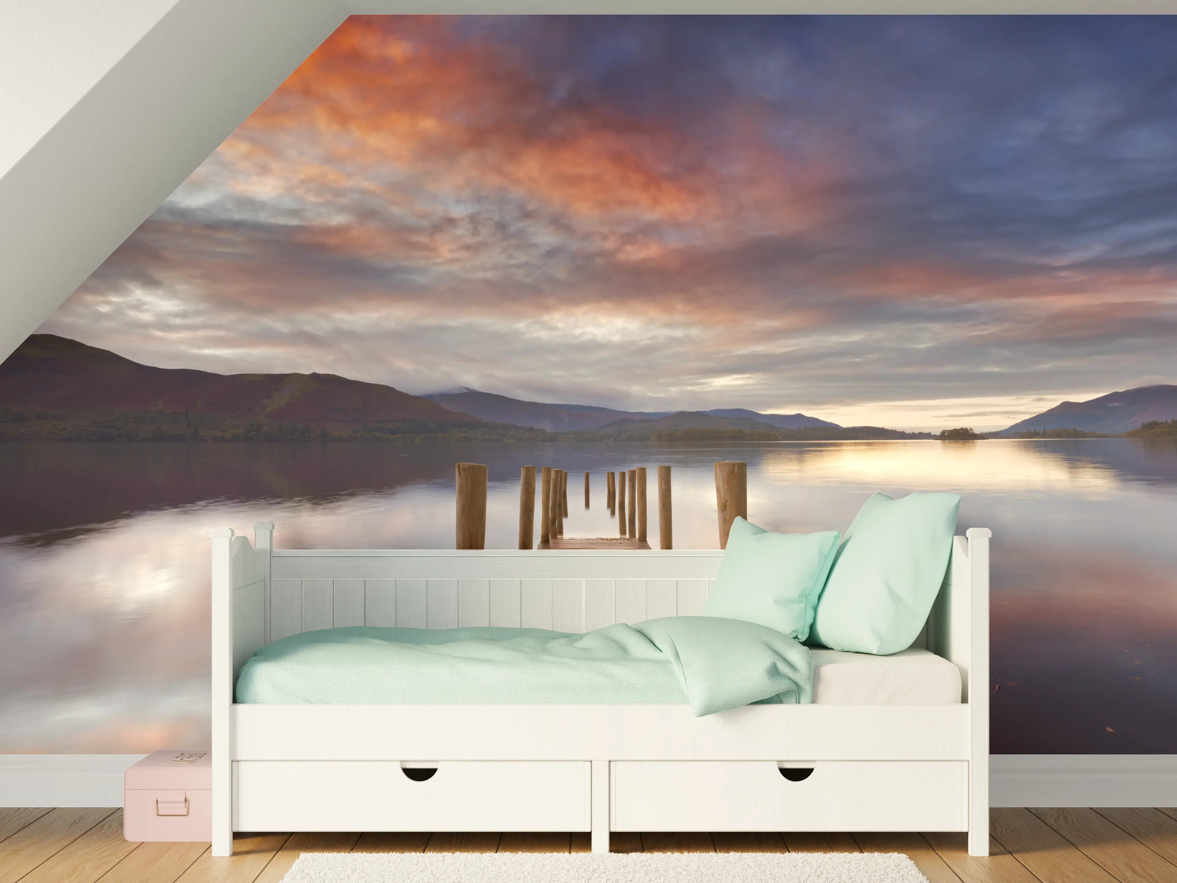 Kinderzimmer Wandgestaltung - Überschwemmter Steg in Derwent Water