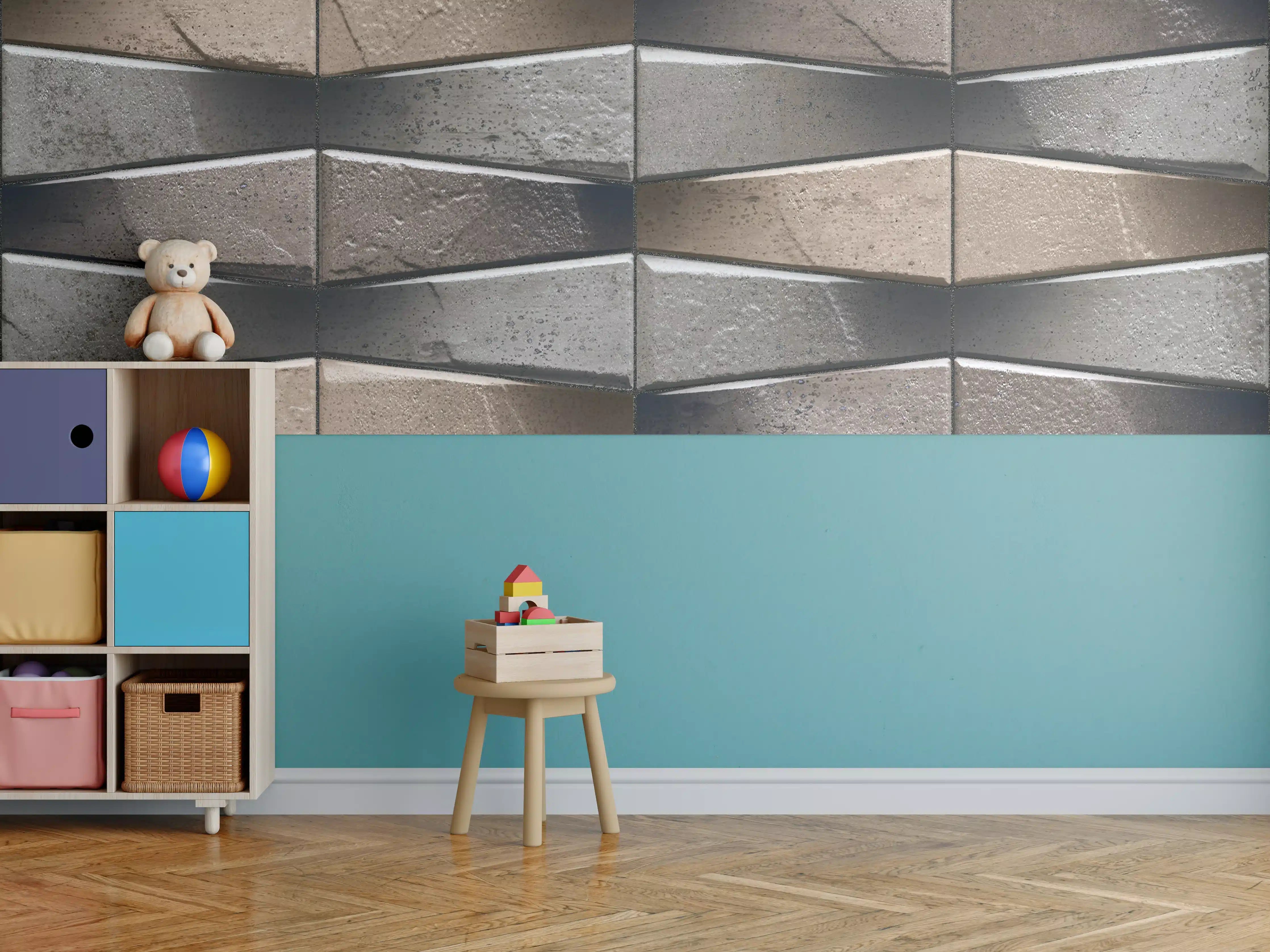 Kinderzimmer Wandgestaltung - Unebene dunkle Steinwand