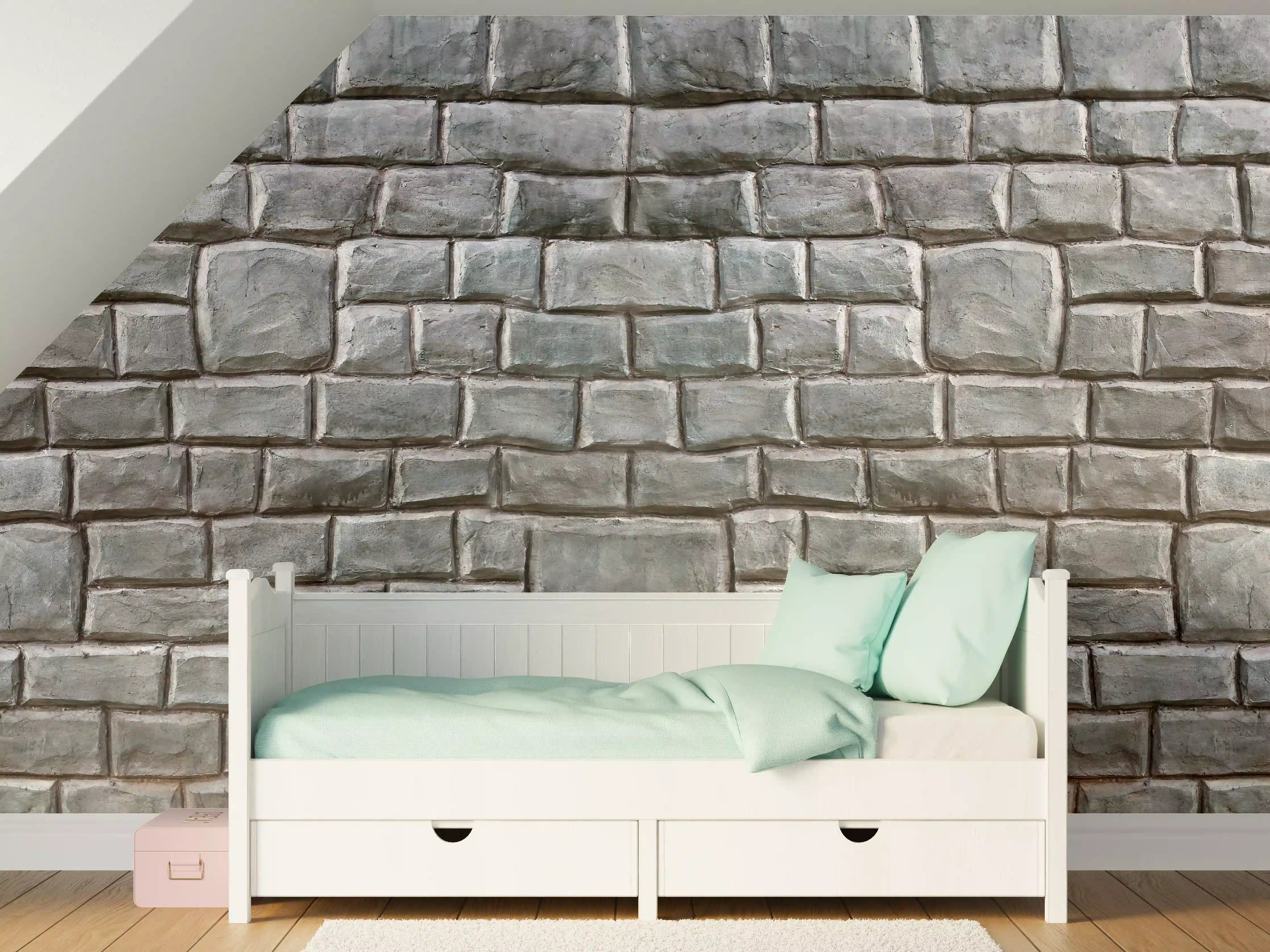 Kinderzimmer Wandgestaltung - Ungleichmäßig große Zementblöcke