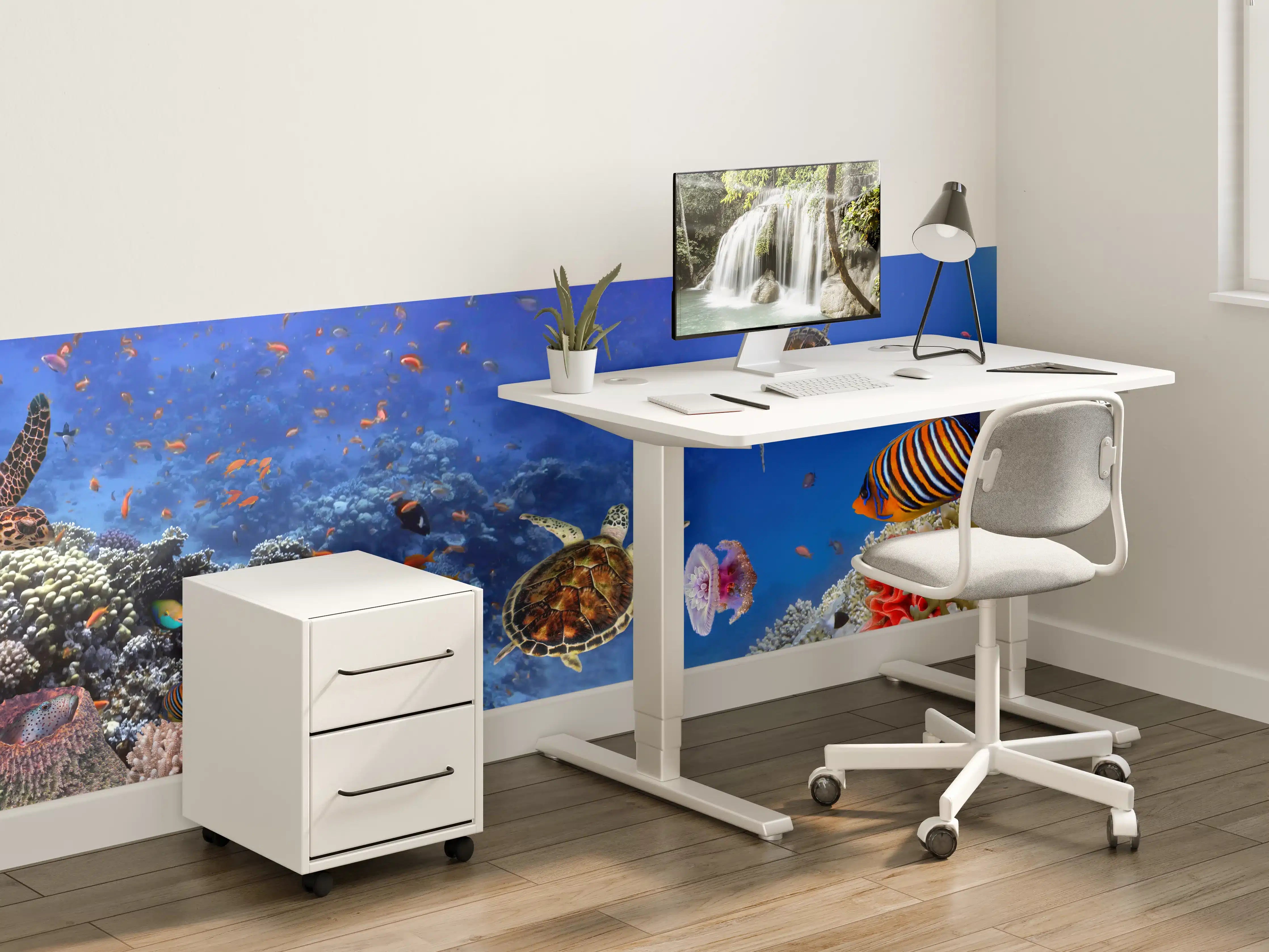 Kinderzimmer Wandgestaltung - Unterwasser-Panorama mit Schildkröte
