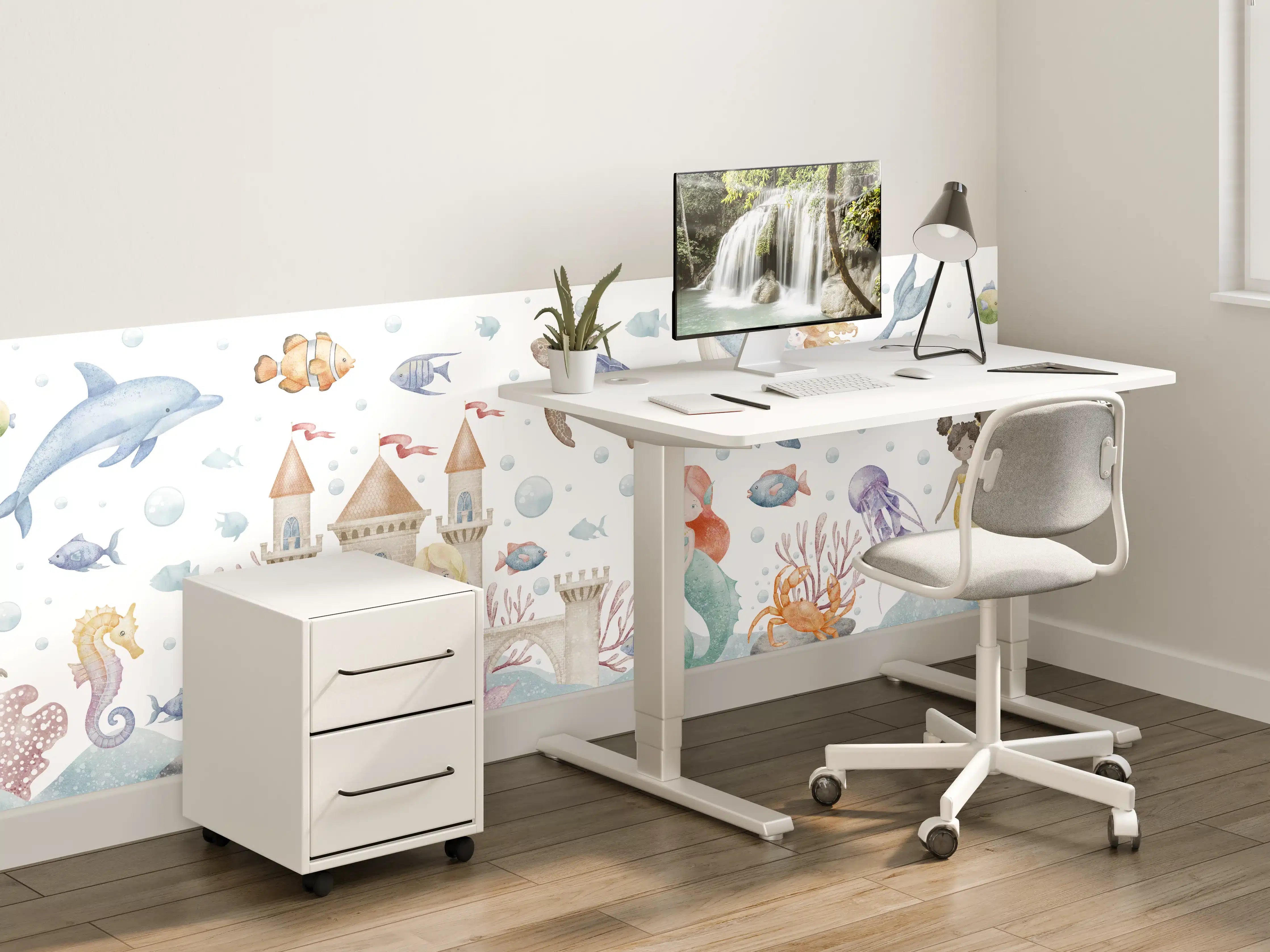 Kinderzimmer Wandgestaltung - Unterwassermärchen mit Meerjungfrau und Meeresbewohnern