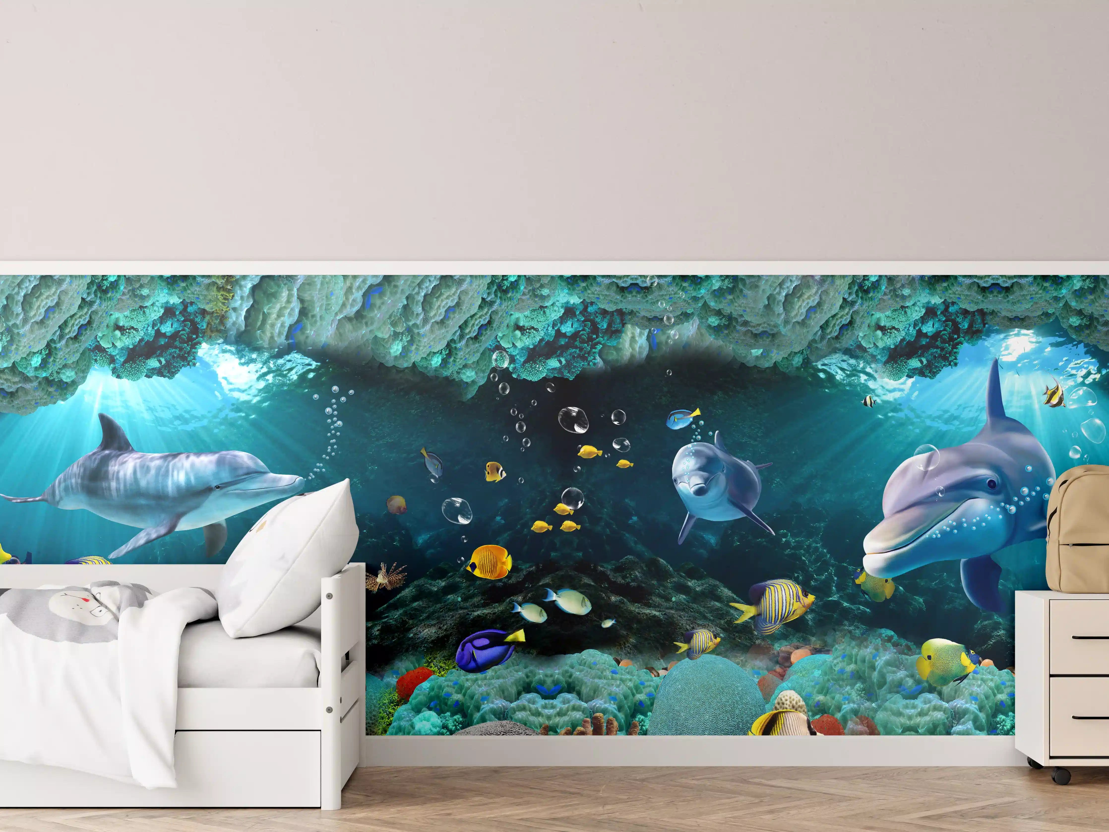 Kinderzimmer Wandgestaltung - Unterwasserwelt mit bunten Fischen