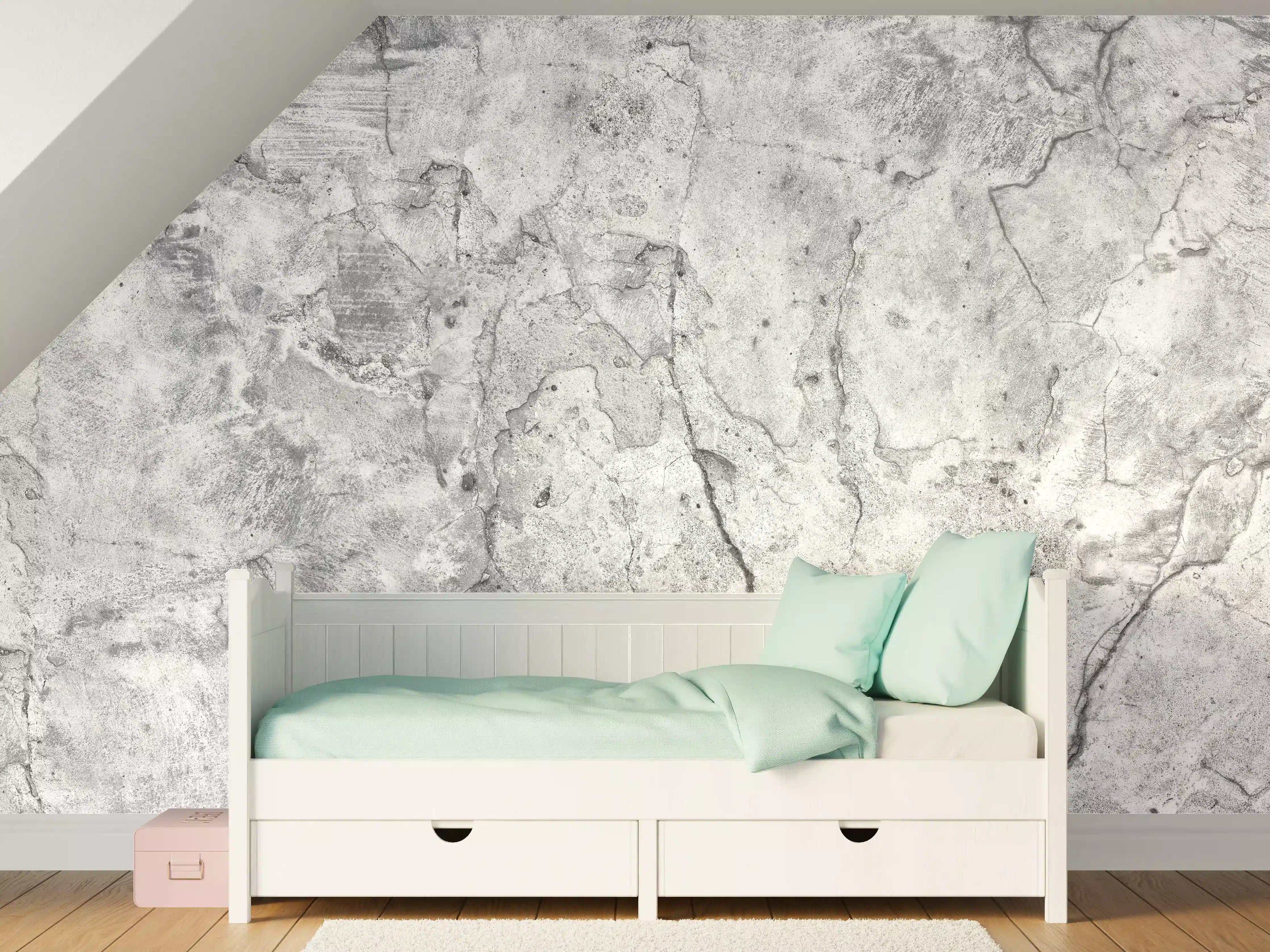 Kinderzimmer Wandgestaltung - Veraltete hellgraue Betonwand