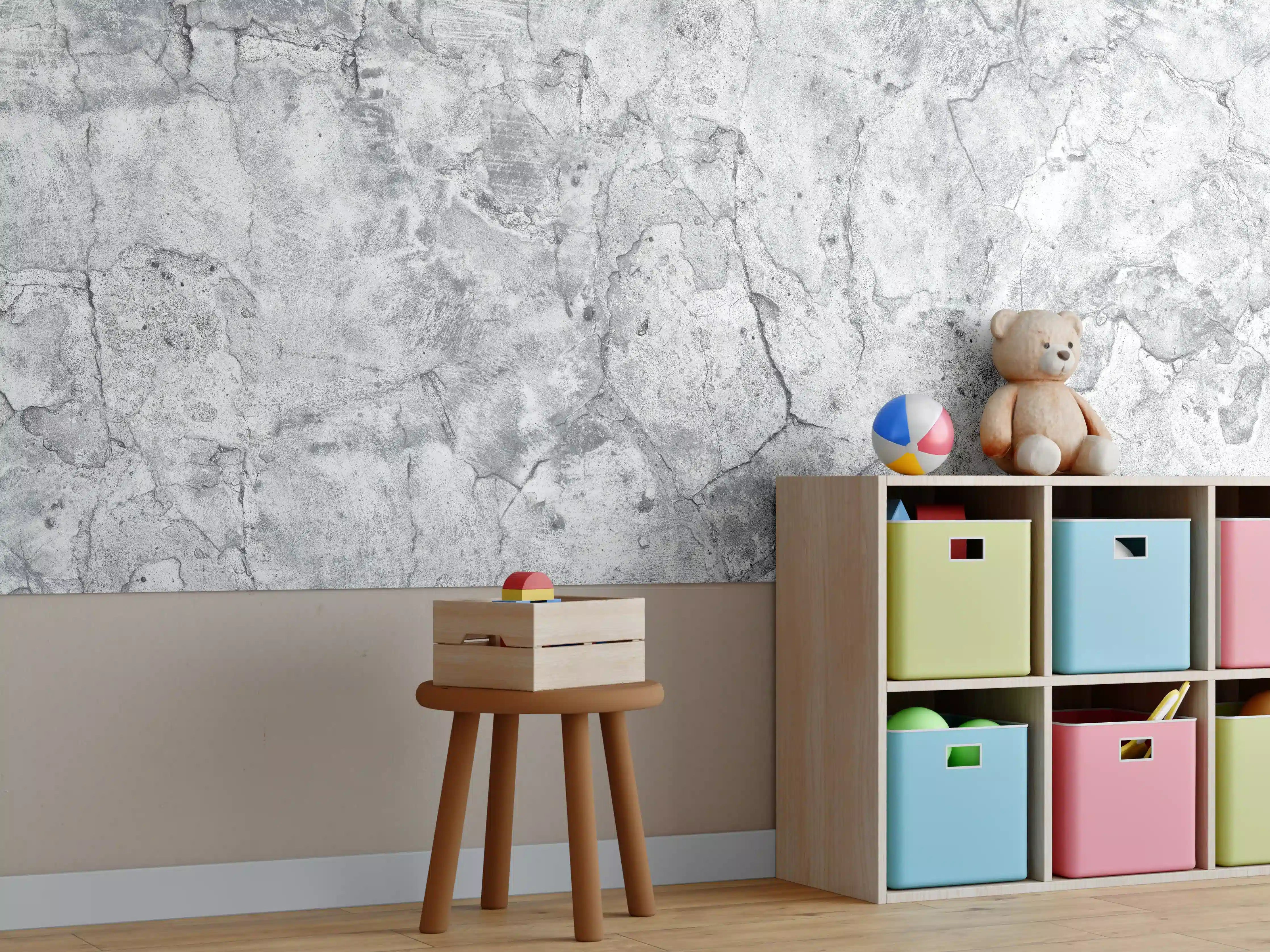 Kinderzimmer Wandgestaltung - Veraltete hellgraue Betonwand