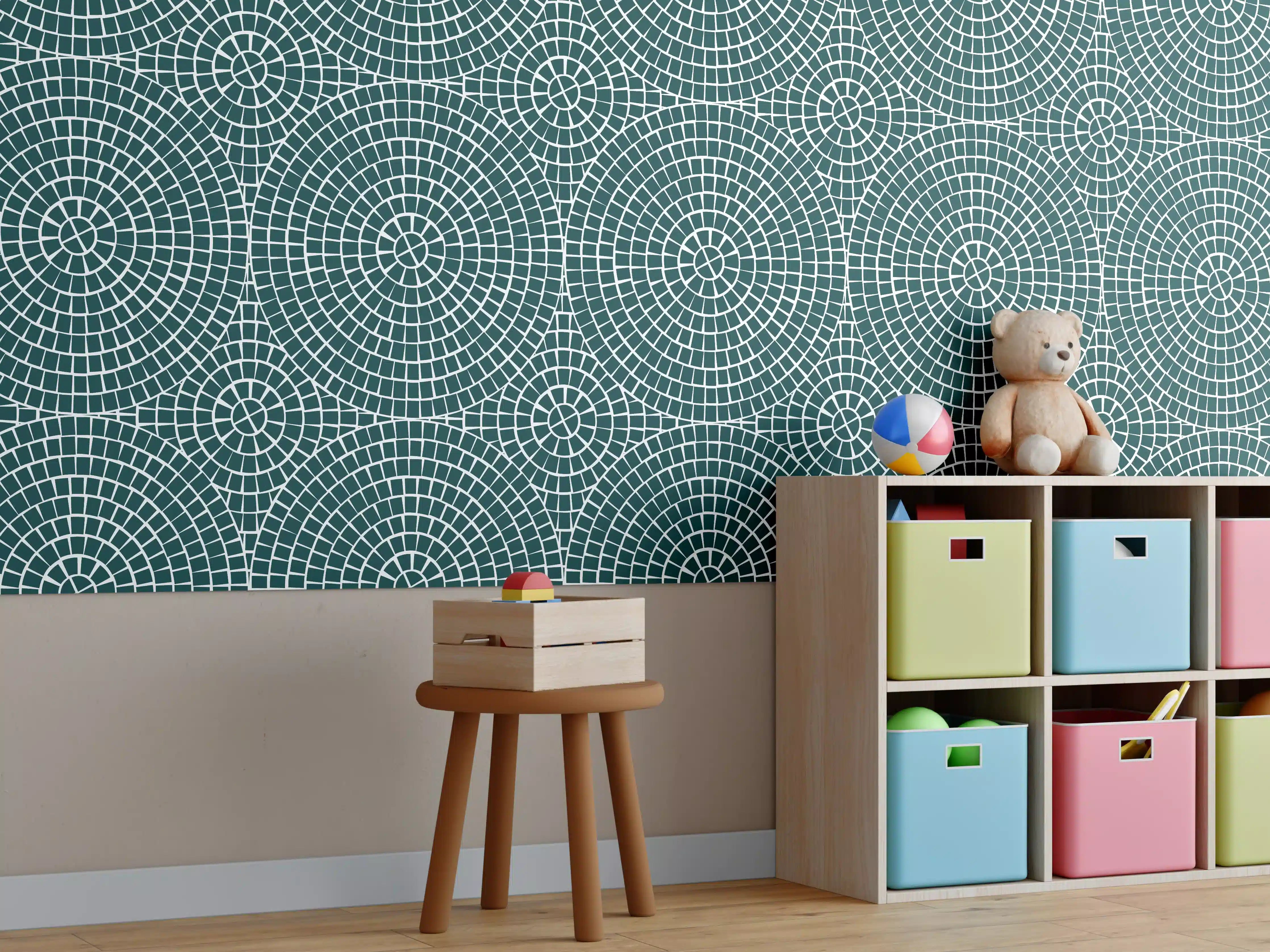 Kinderzimmer Wandgestaltung - Verde petrol Mosaik für Ihre Wandgestaltung