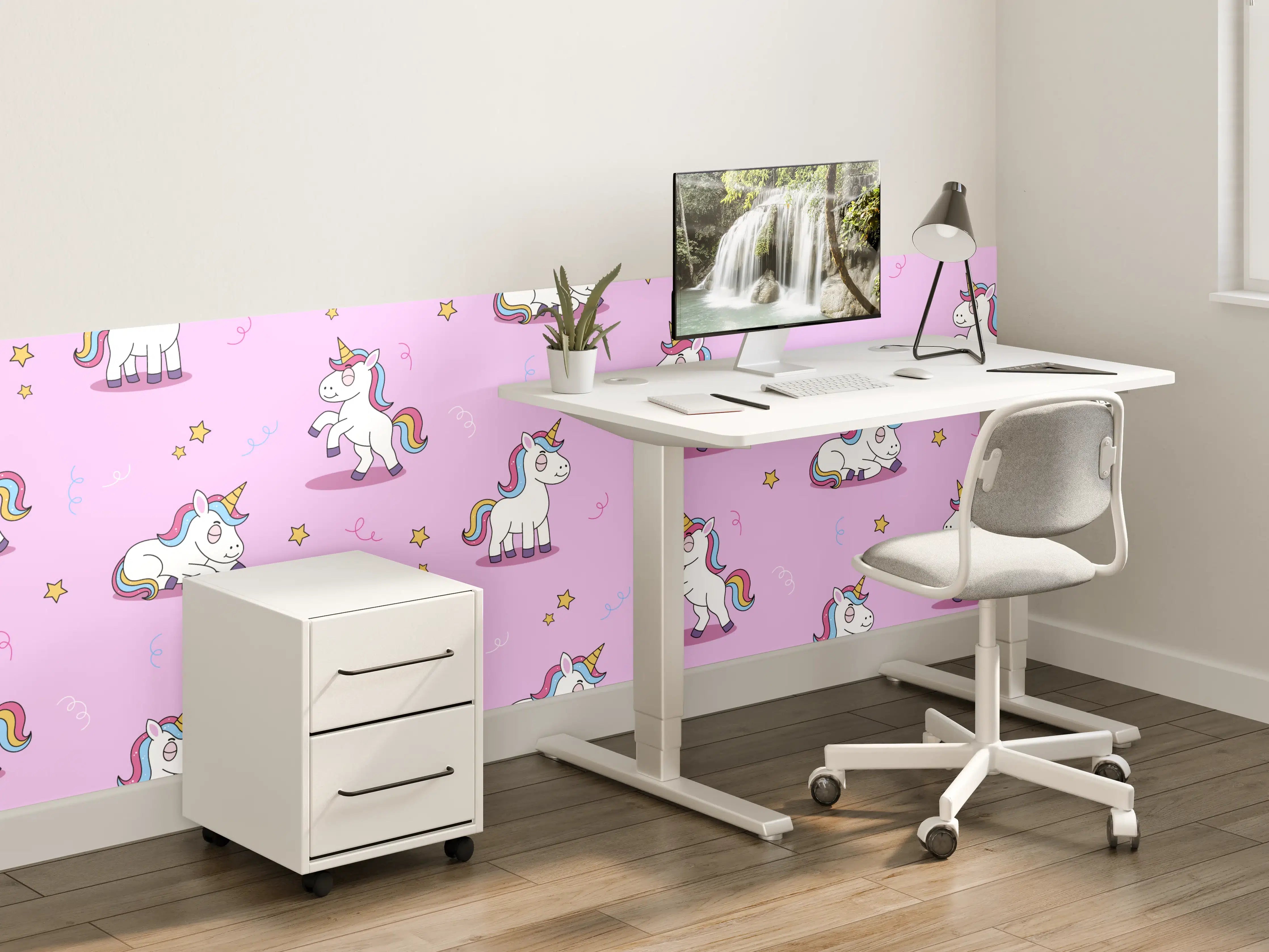 Kinderzimmer Wandgestaltung - Verspielte Einhorn-Muster in Pastellfarben
