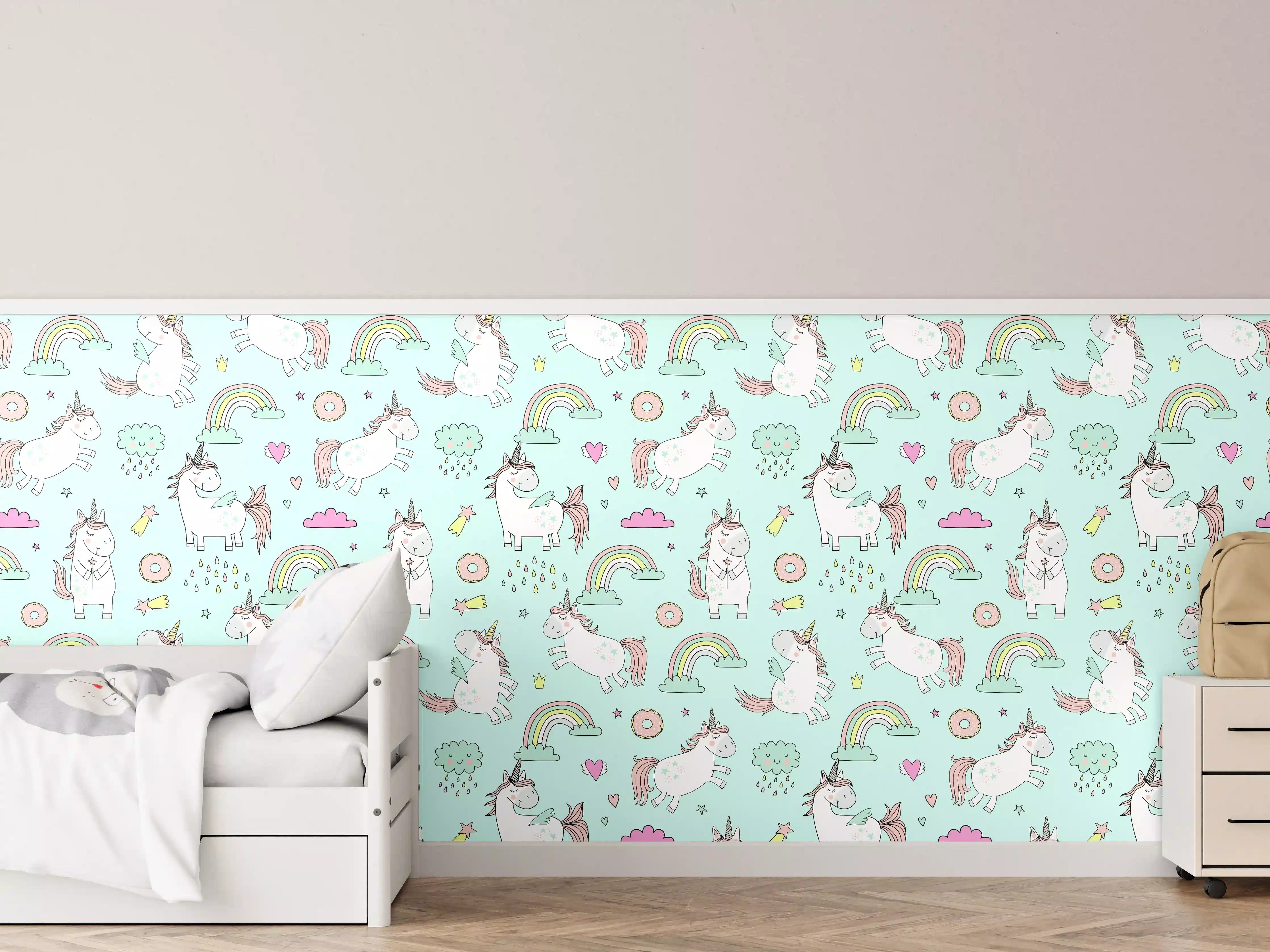 Kinderzimmer Wandgestaltung - Verspielte Einhorn-Wandgestaltung