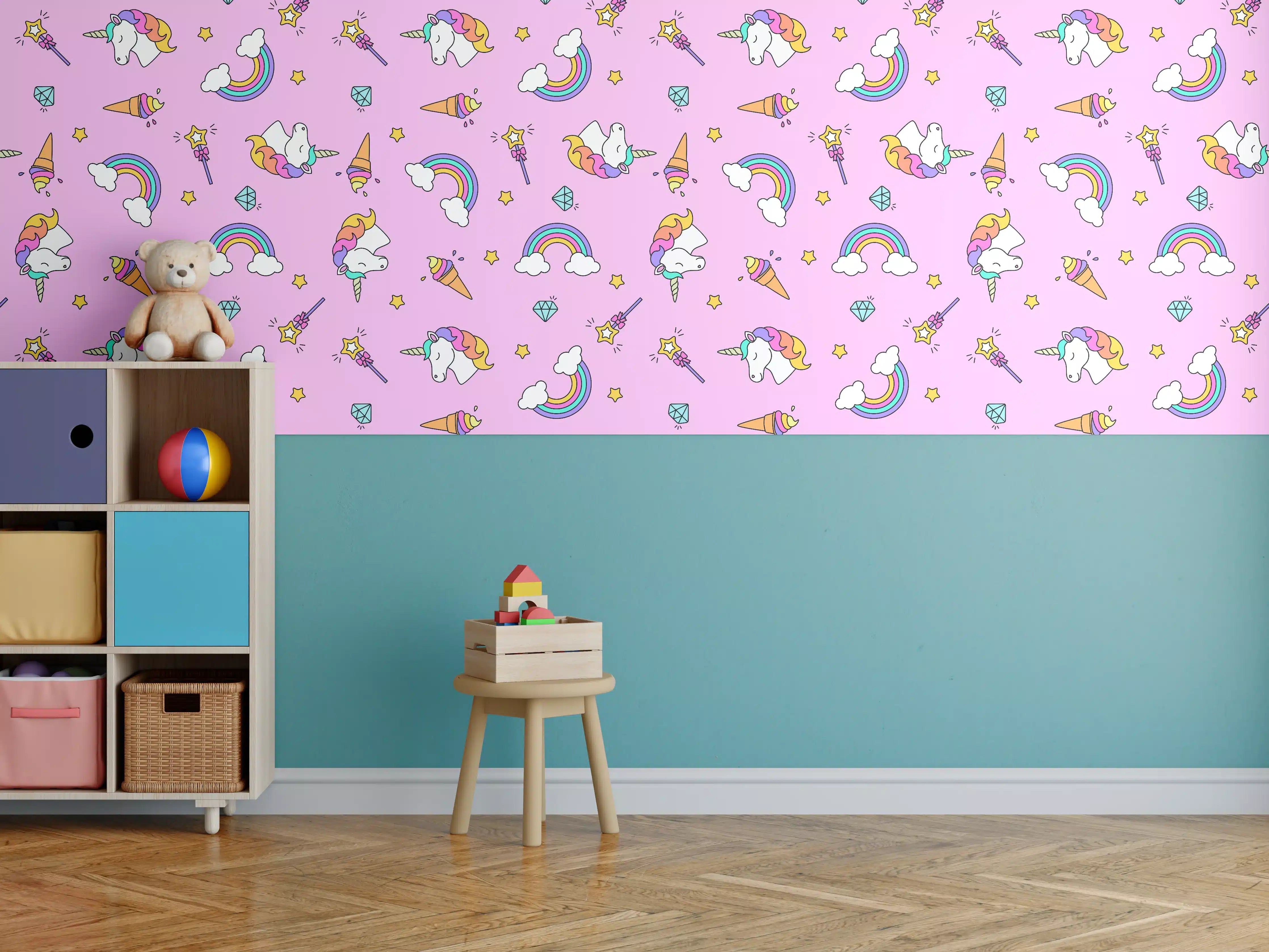 Kinderzimmer Wandgestaltung - Verspielte Einhorn-Welt