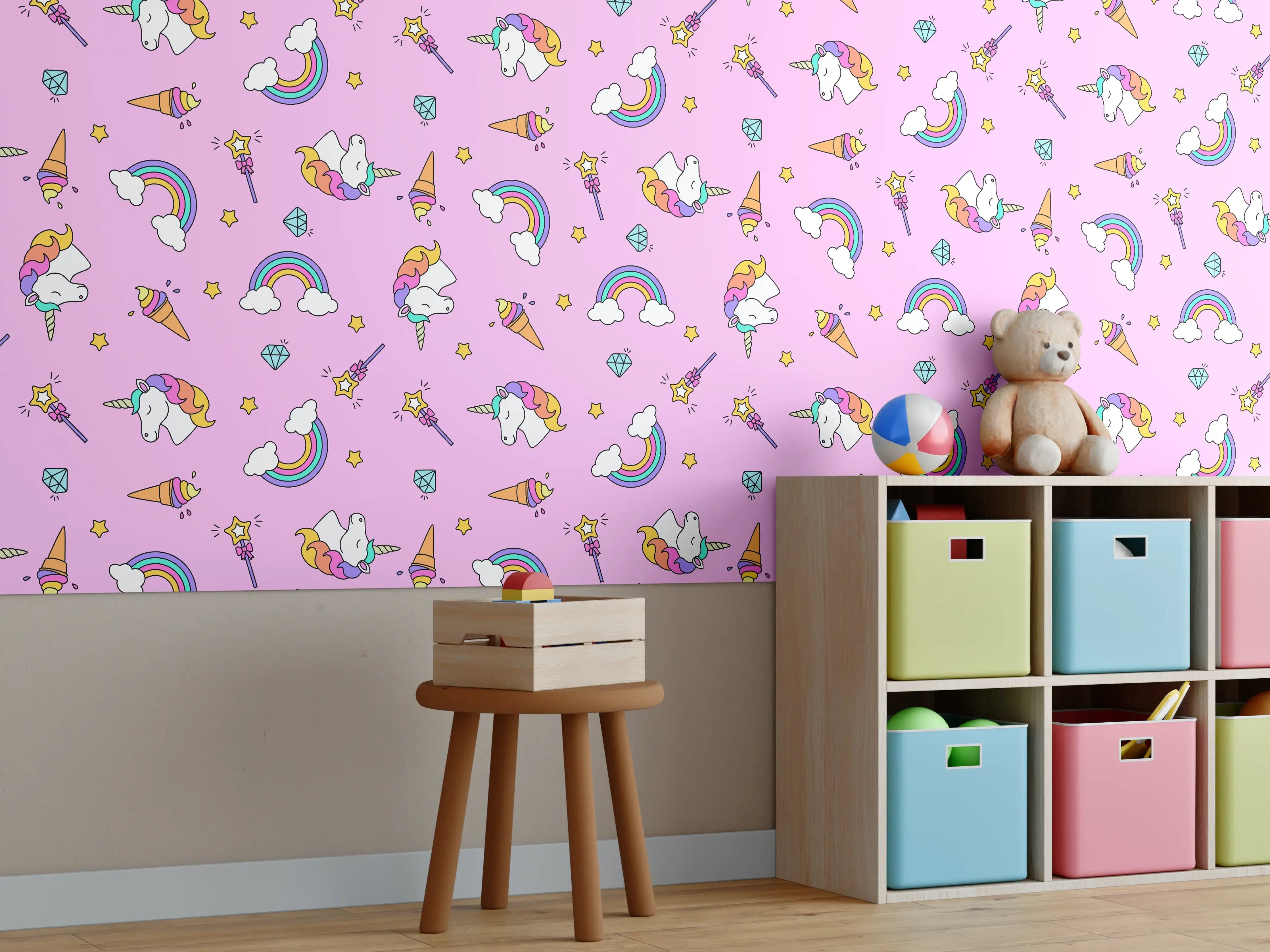 Kinderzimmer Wandgestaltung - Verspielte Einhorn-Welt