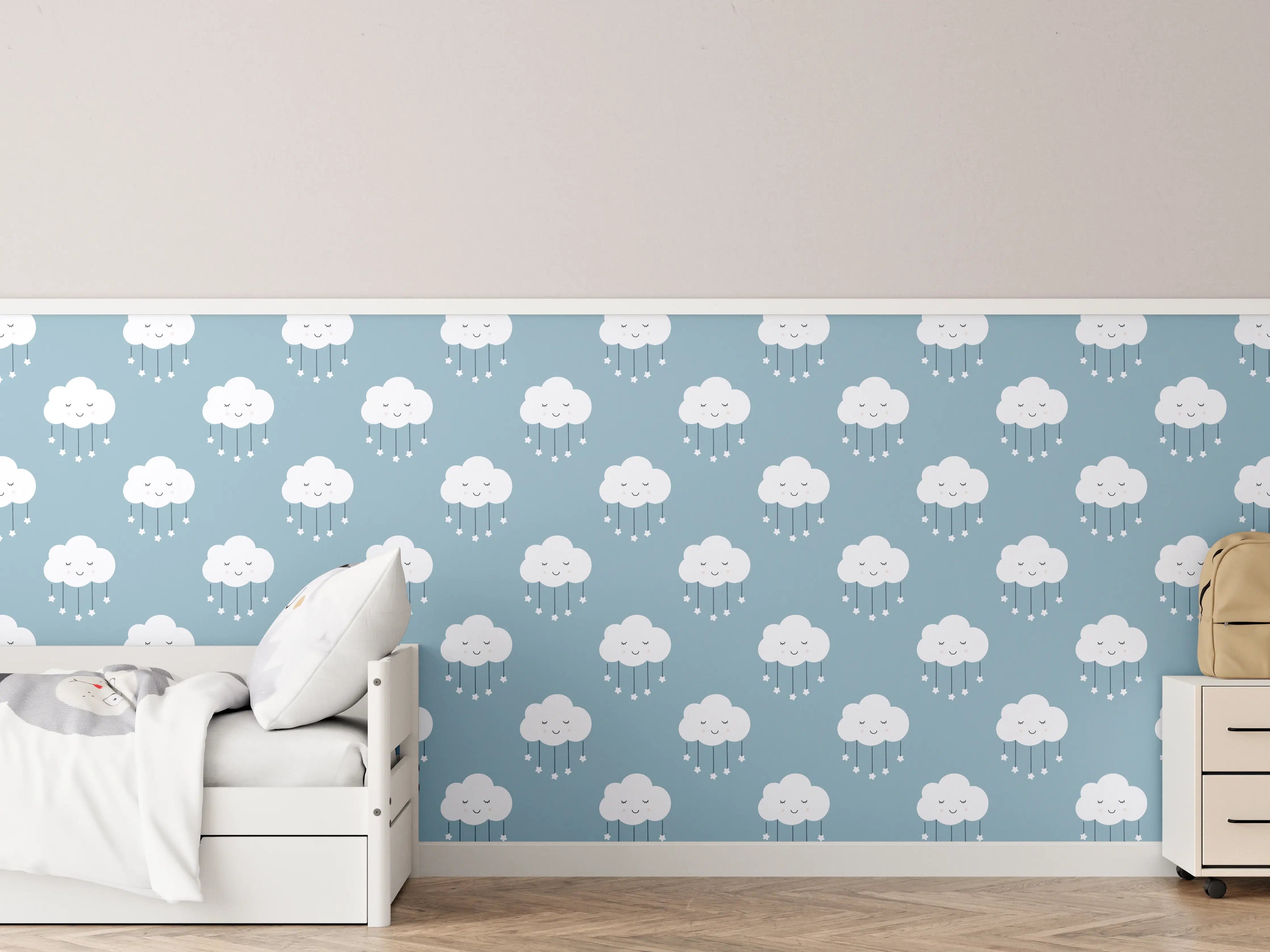 Kinderzimmer Wandgestaltung - Verspielte Regenschirm-Illustration