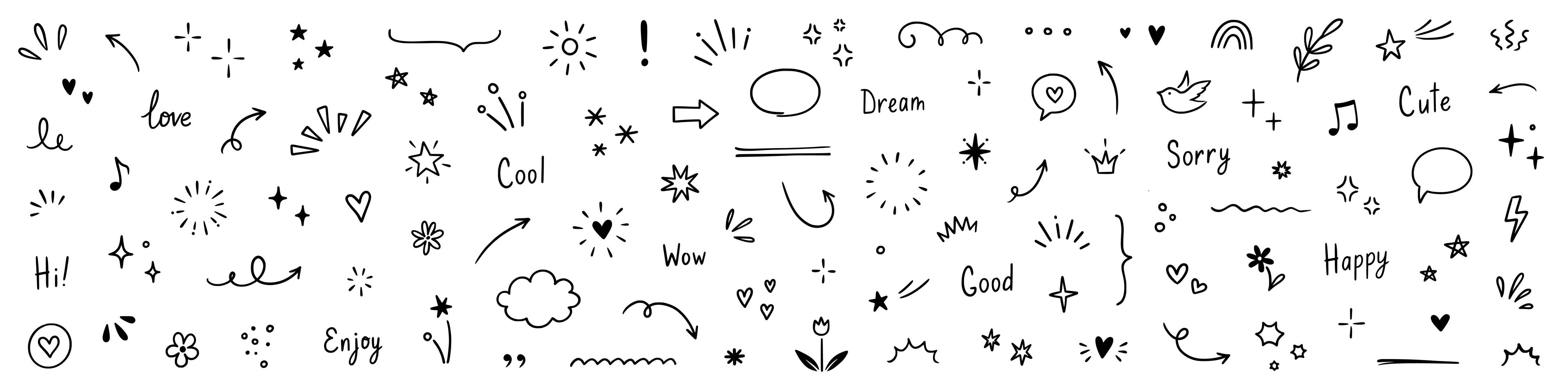 Kinderzimmer Wandgestaltung-Verspielte Schwarz-Weiß-Skizzen mit Sternen und Herzen