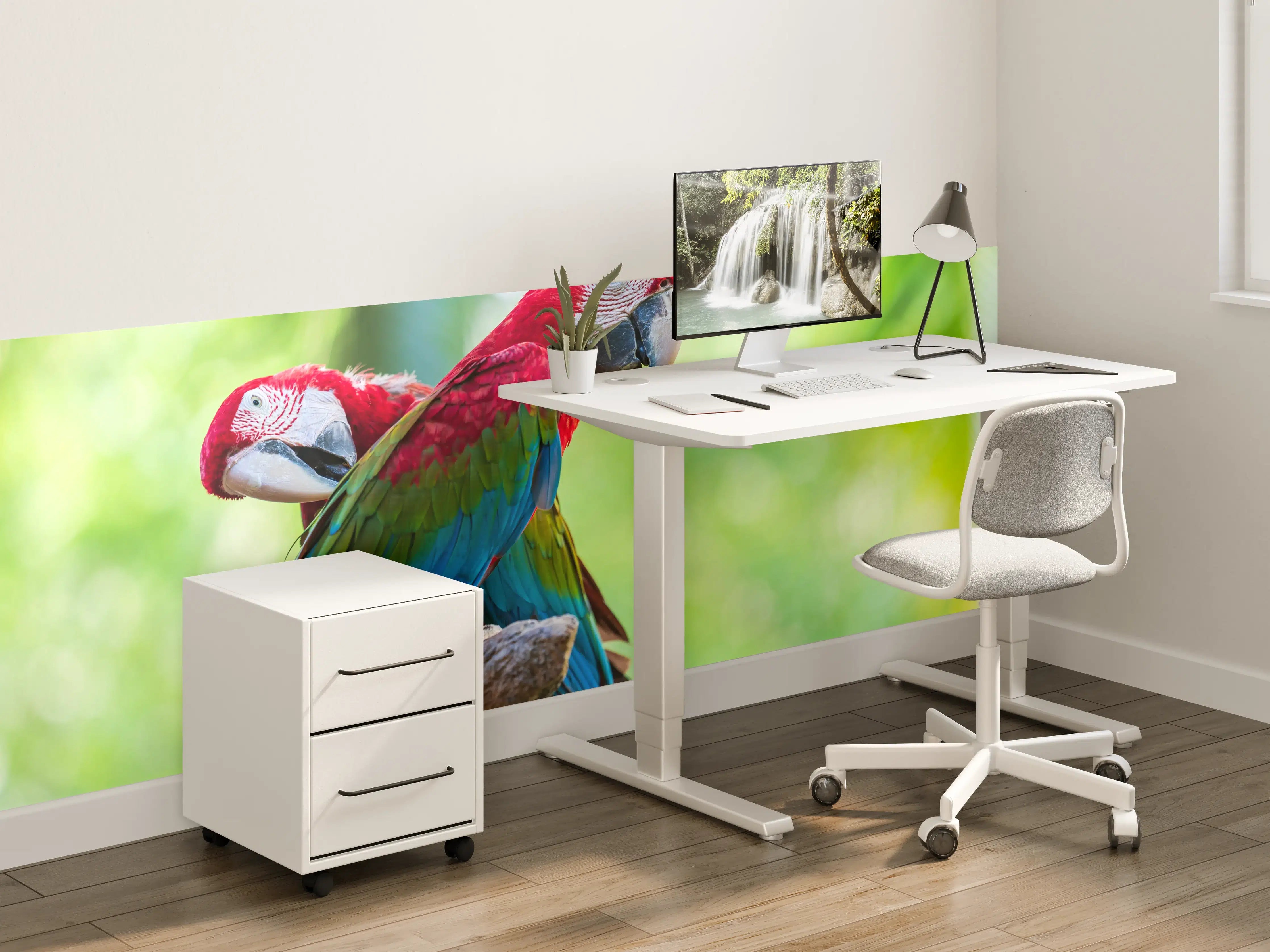 Kinderzimmer Wandgestaltung - Verspieltes Papagei Paar auf Ast