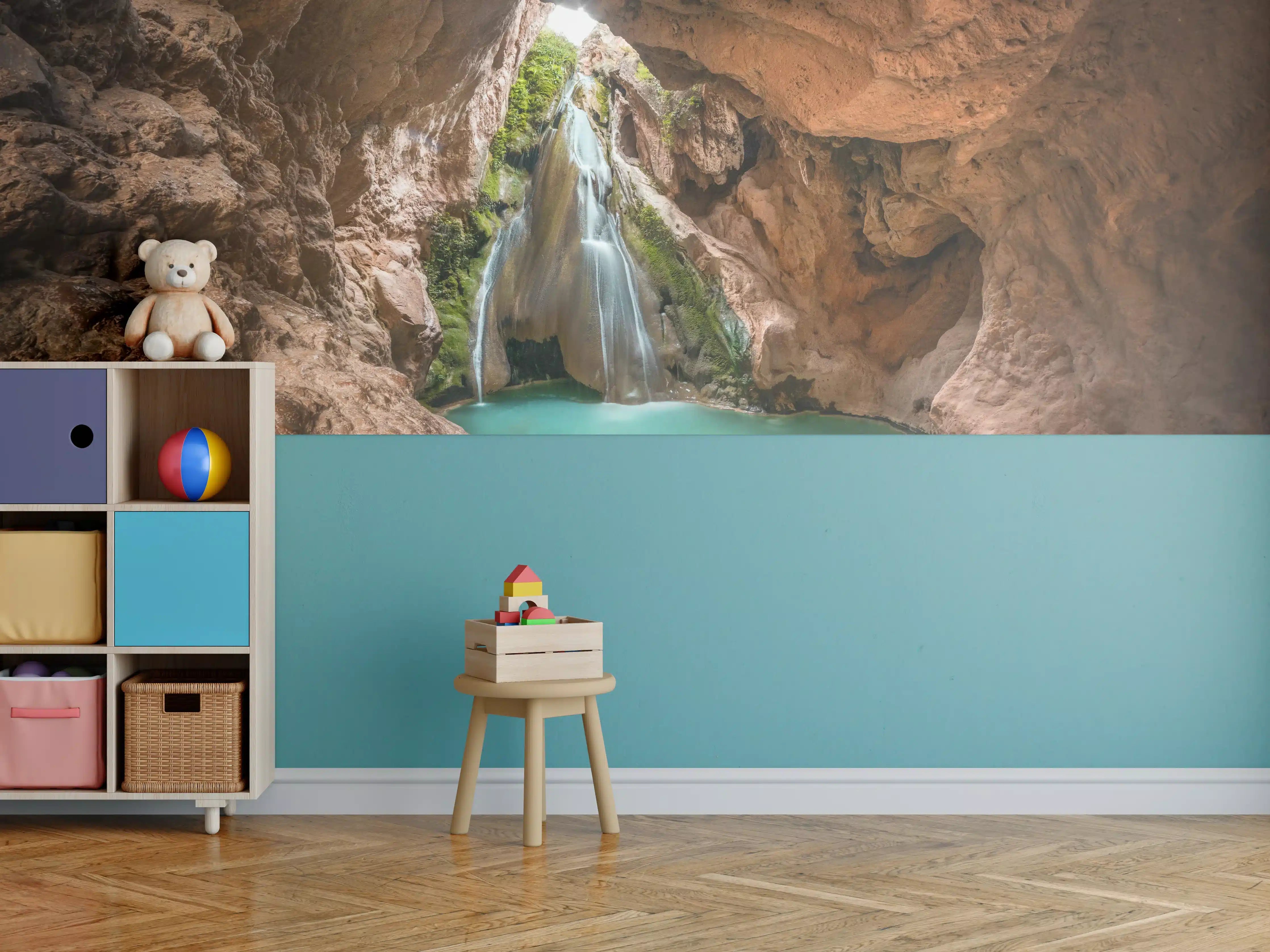 Kinderzimmer Wandgestaltung - Versteckte Oase in der Felsenschlucht