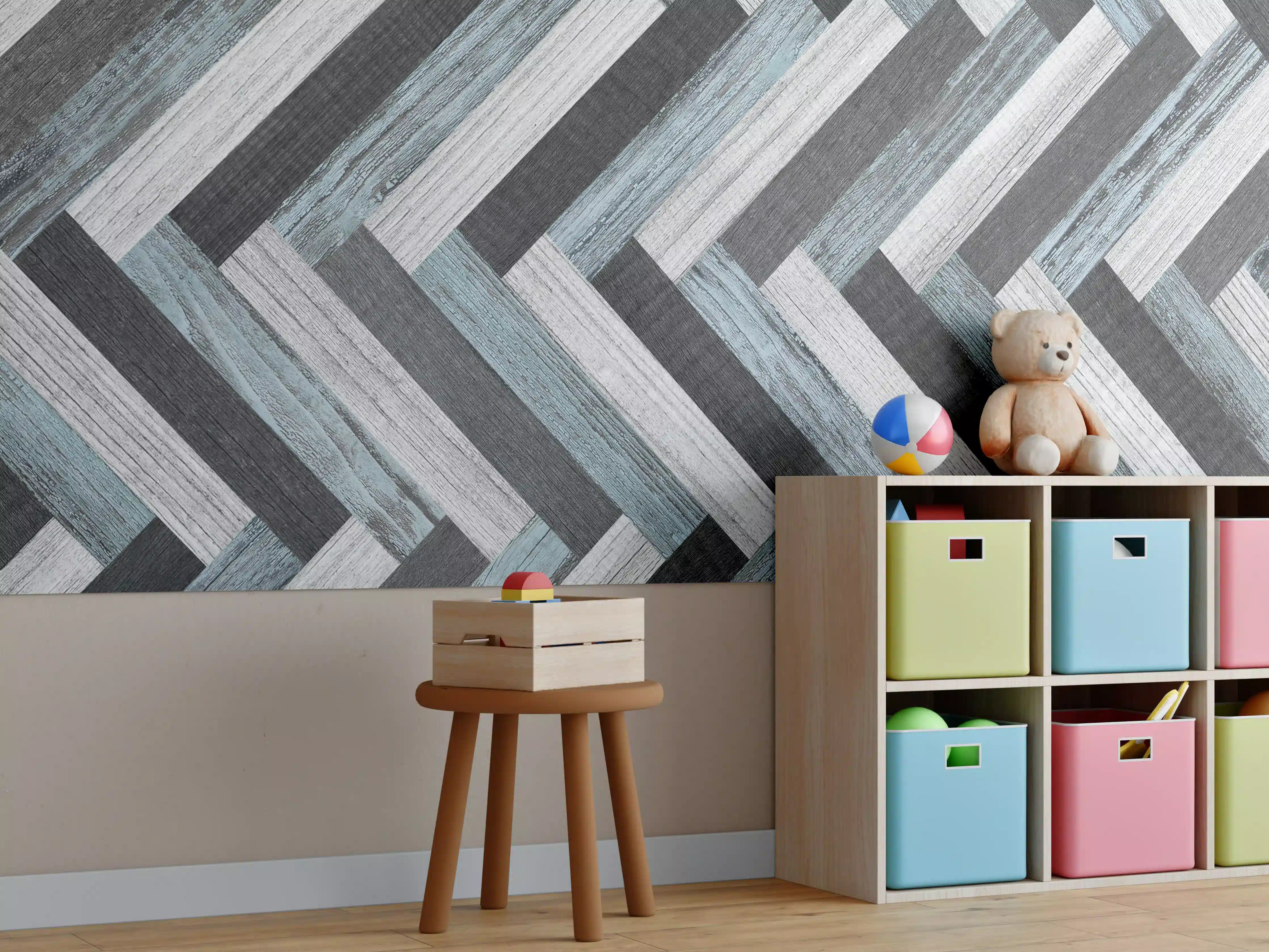 Kinderzimmer Wandgestaltung - Verwitterte gemischte Holzdielen