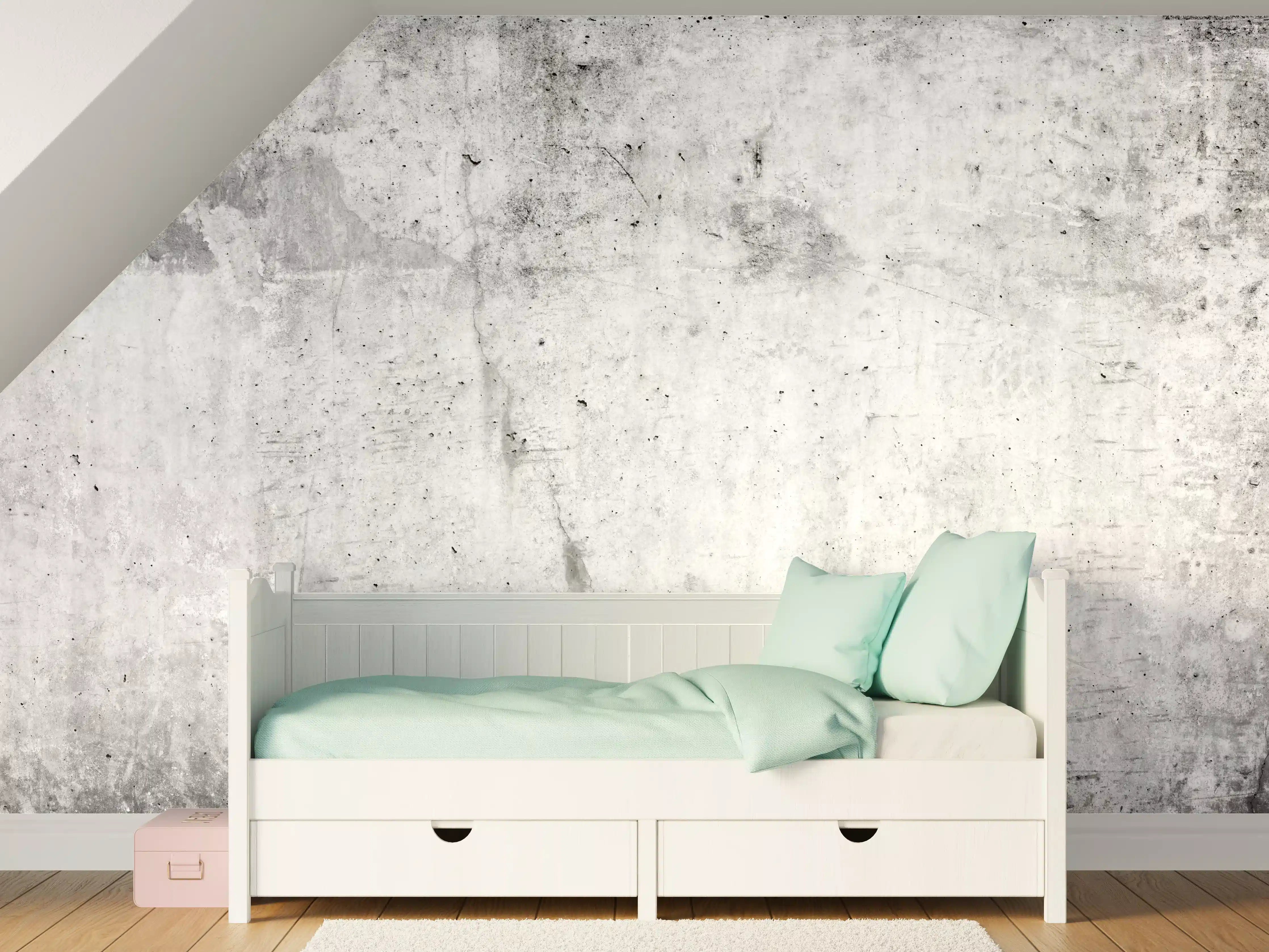 Kinderzimmer Wandgestaltung - Verwitterte weiße Betonwandtextur