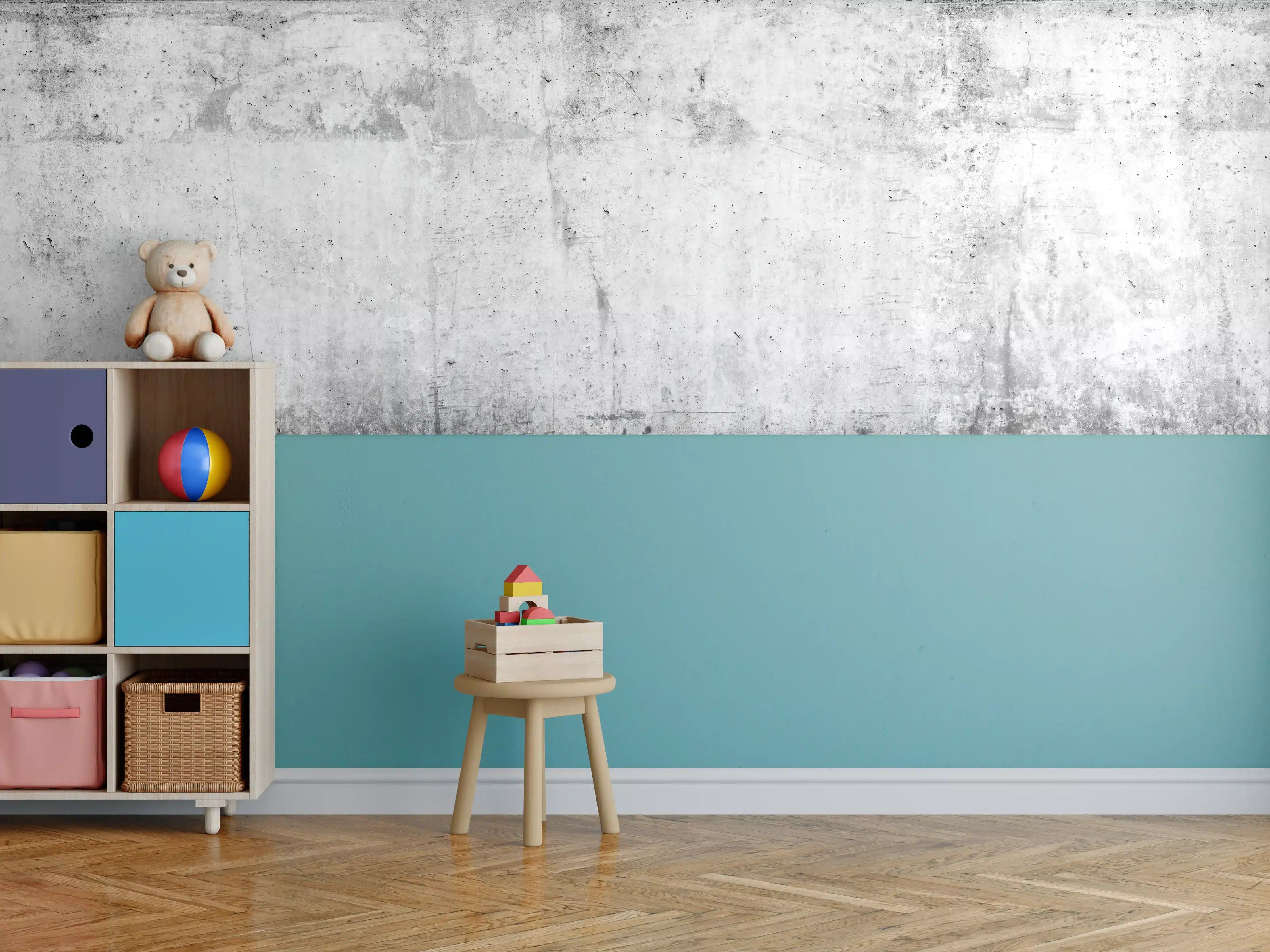 Kinderzimmer Wandgestaltung - Verwitterte weiße Betonwandtextur