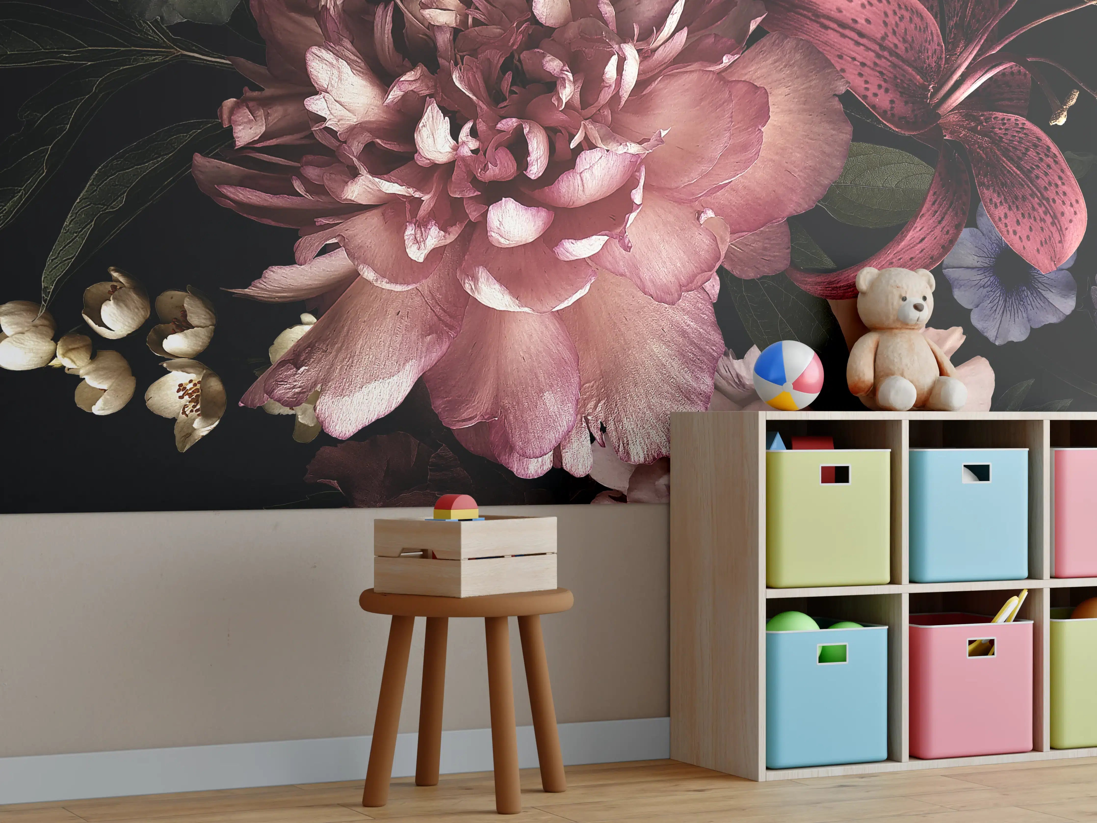 Kinderzimmer Wandgestaltung - Vintage Blumenbouquet