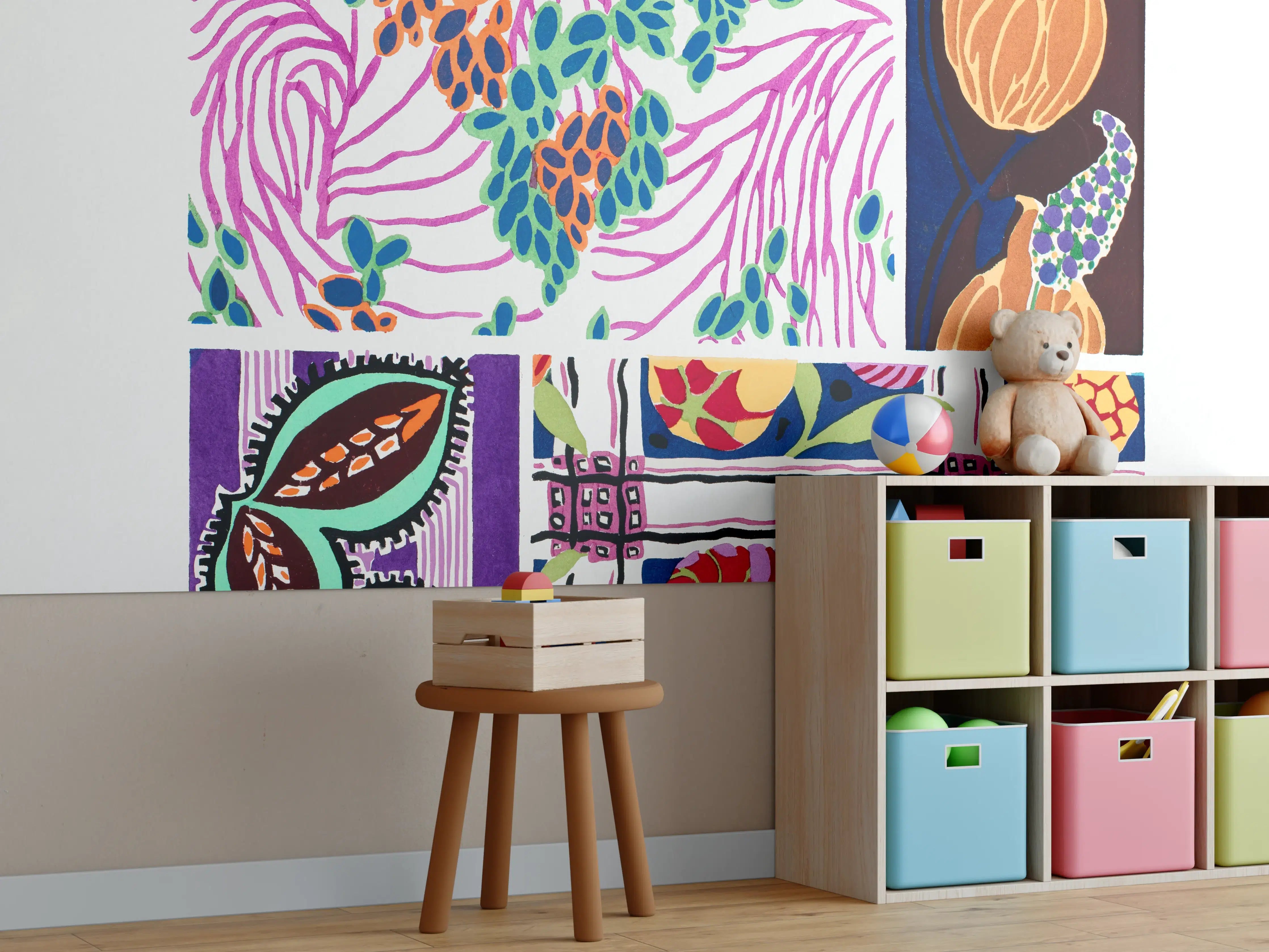 Kinderzimmer Wandgestaltung - Vintage-Blumenmuster-Meisterkunst