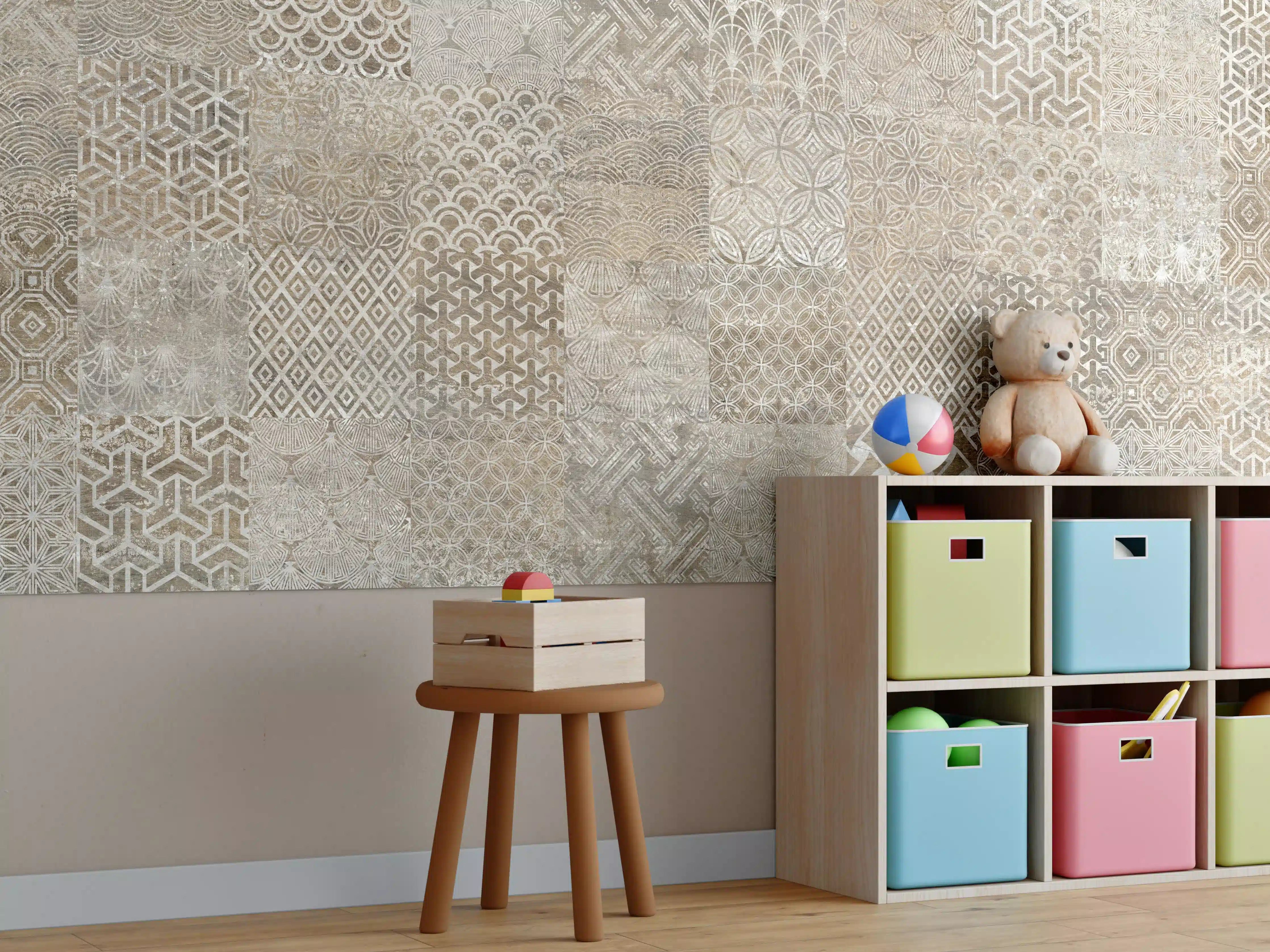 Kinderzimmer Wandgestaltung - Vintage-Fliesenmuster