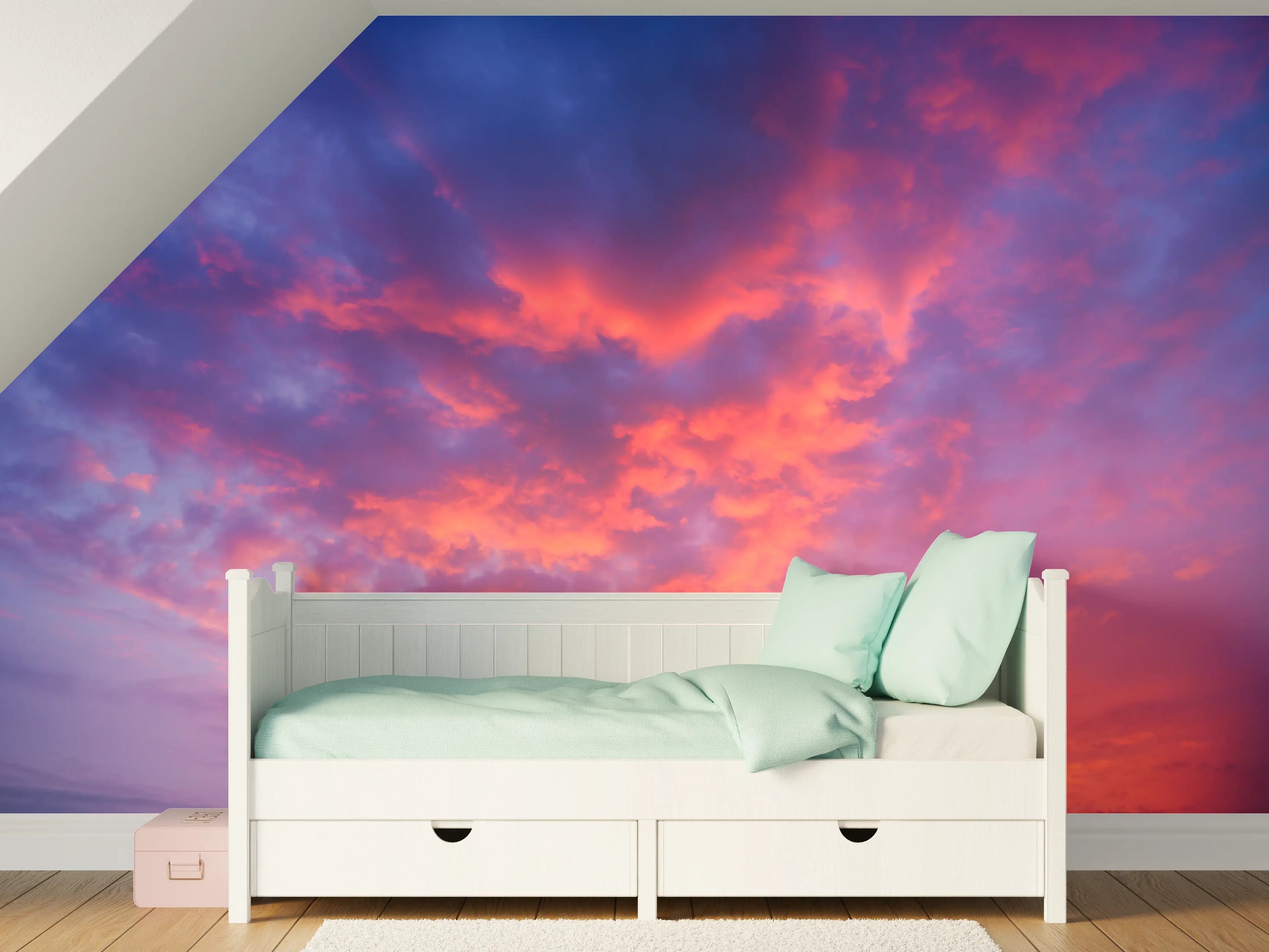 Kinderzimmer Wandgestaltung - Violett-Pinker Sonnenuntergang