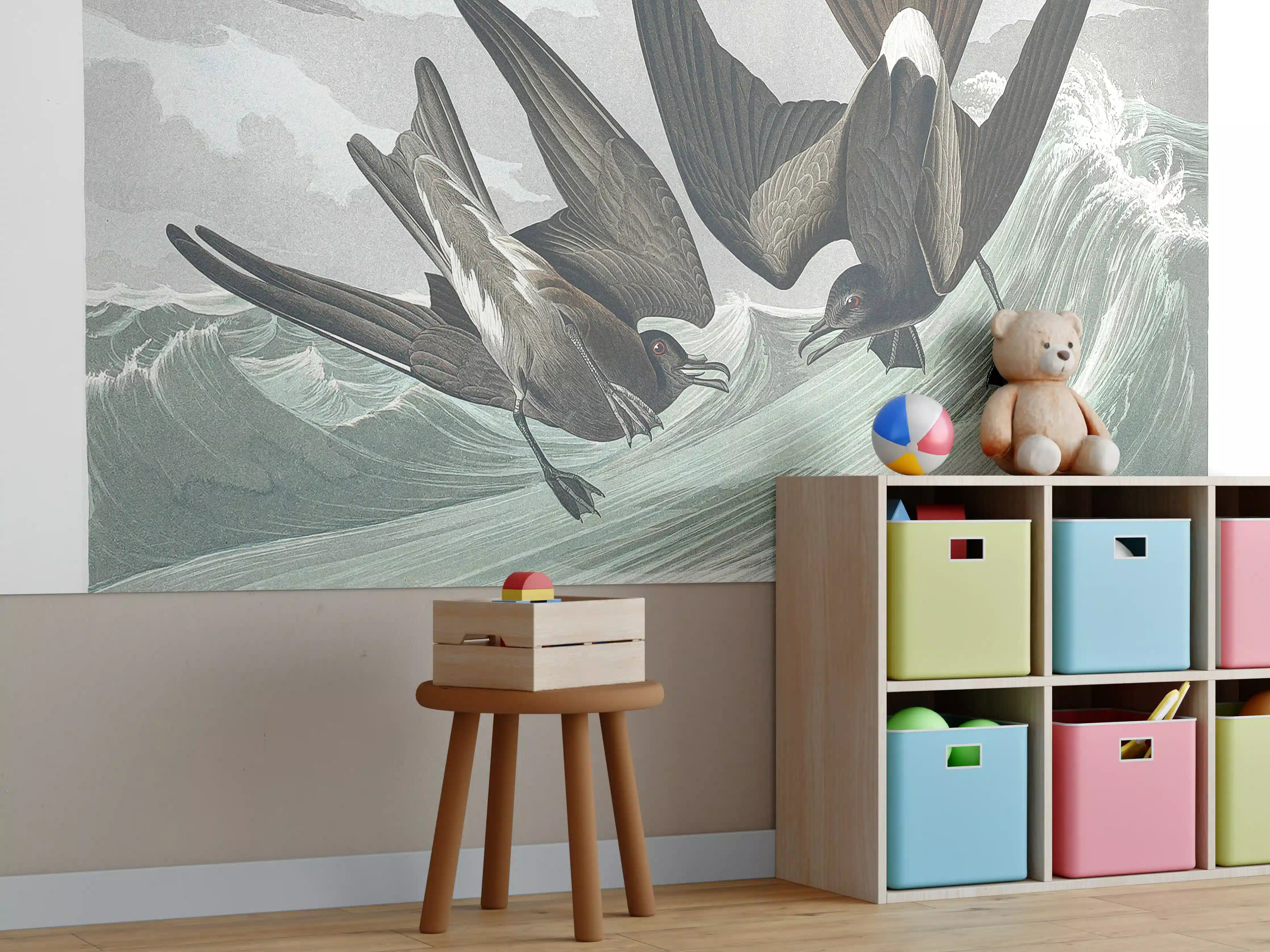 Kinderzimmer Wandgestaltung - Vögel mitten im Meer - Robert Havell 