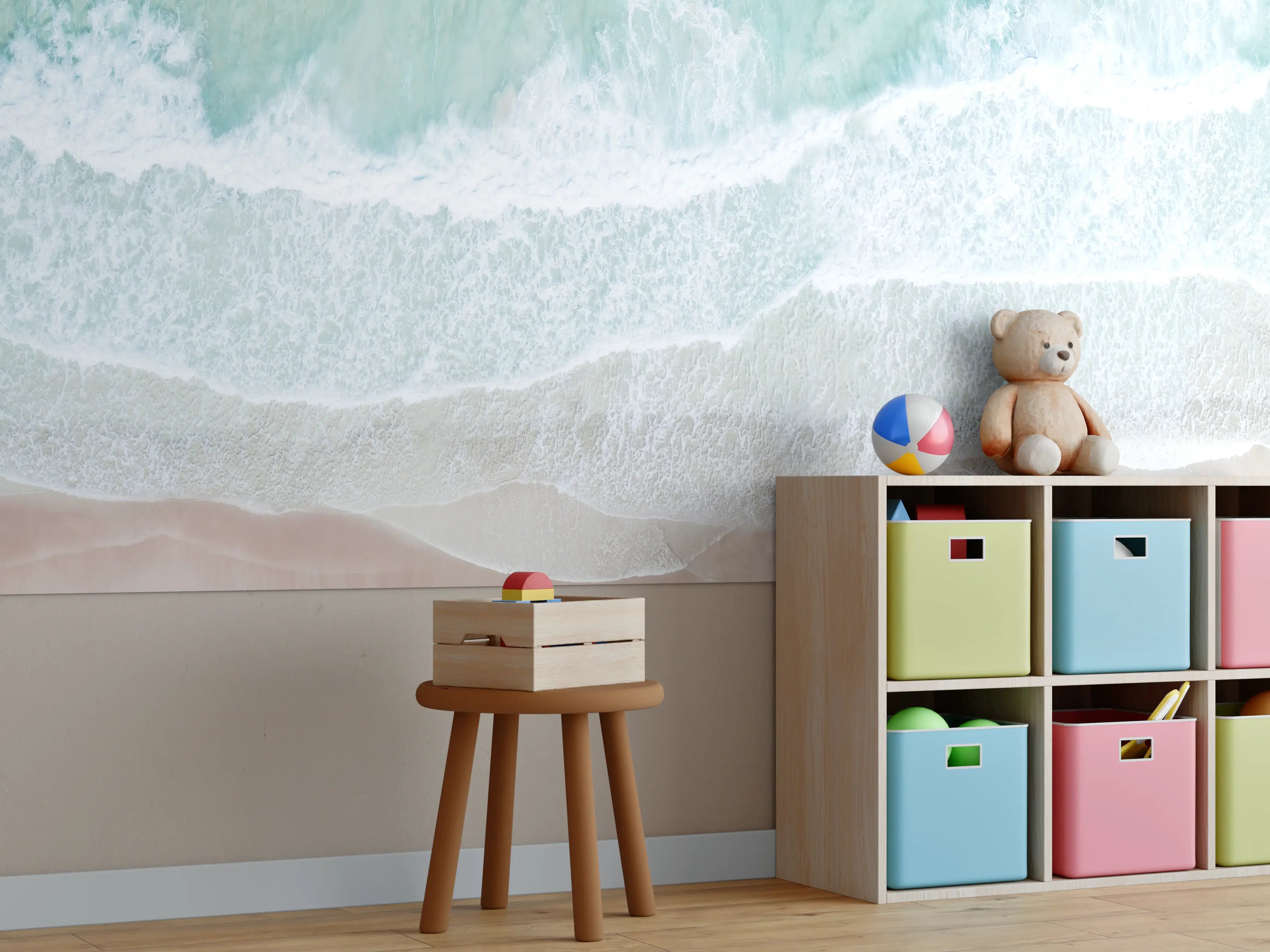 Kinderzimmer Wandgestaltung - Vogelperspektive - Ozean an der Küste