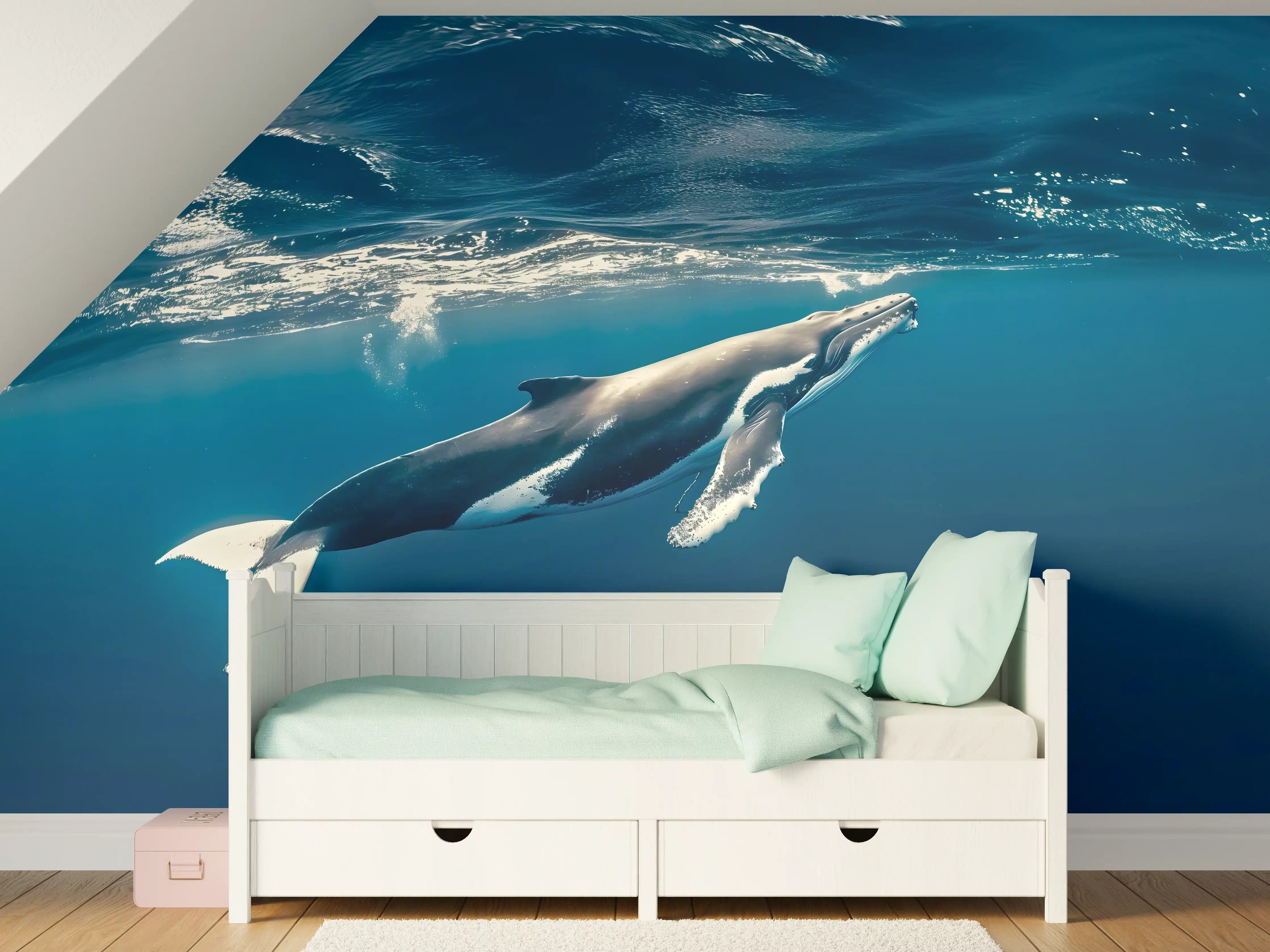 Kinderzimmer Wandgestaltung - Wal im blauen Ozean