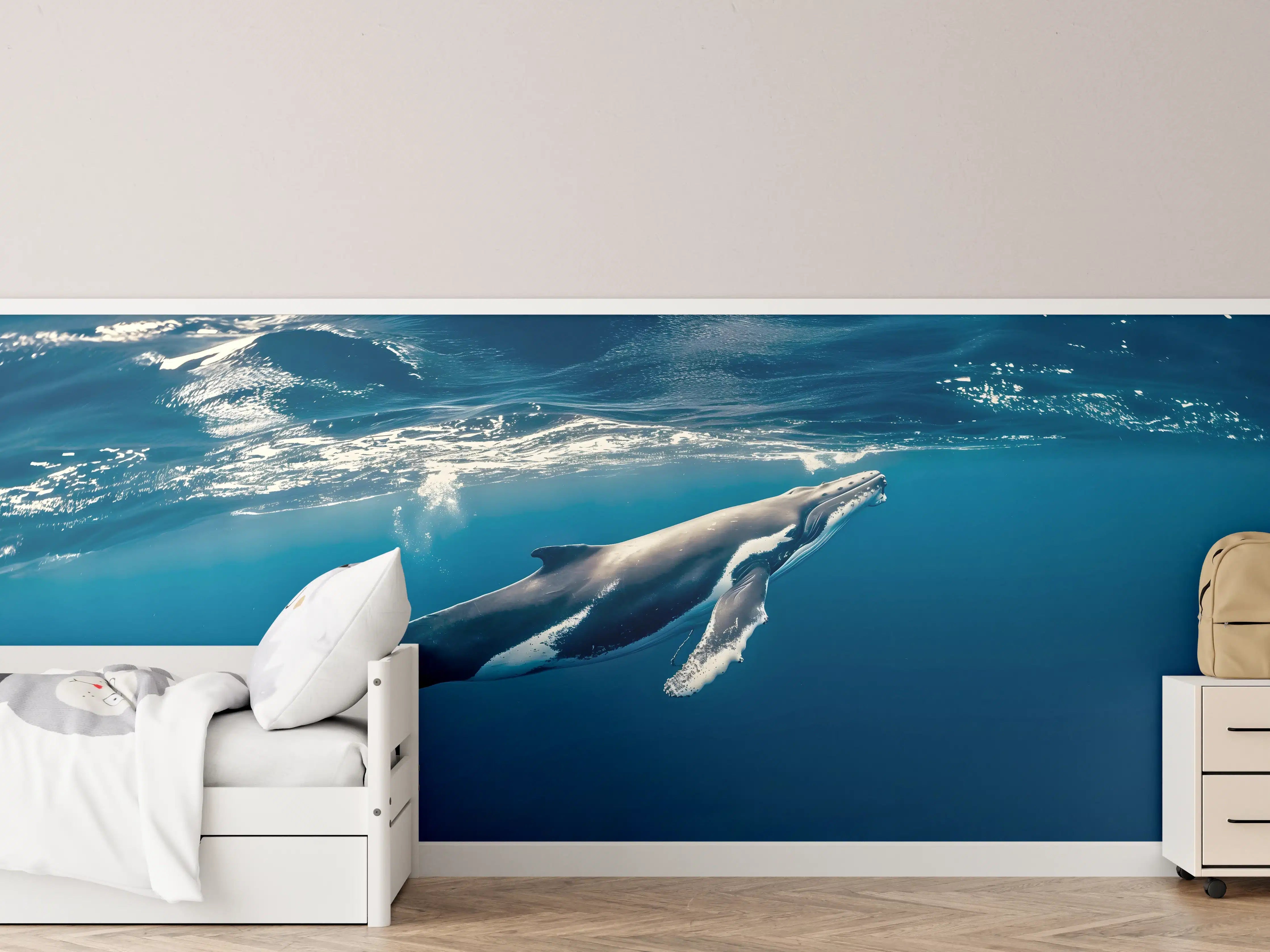 Kinderzimmer Wandgestaltung - Wal im blauen Ozean