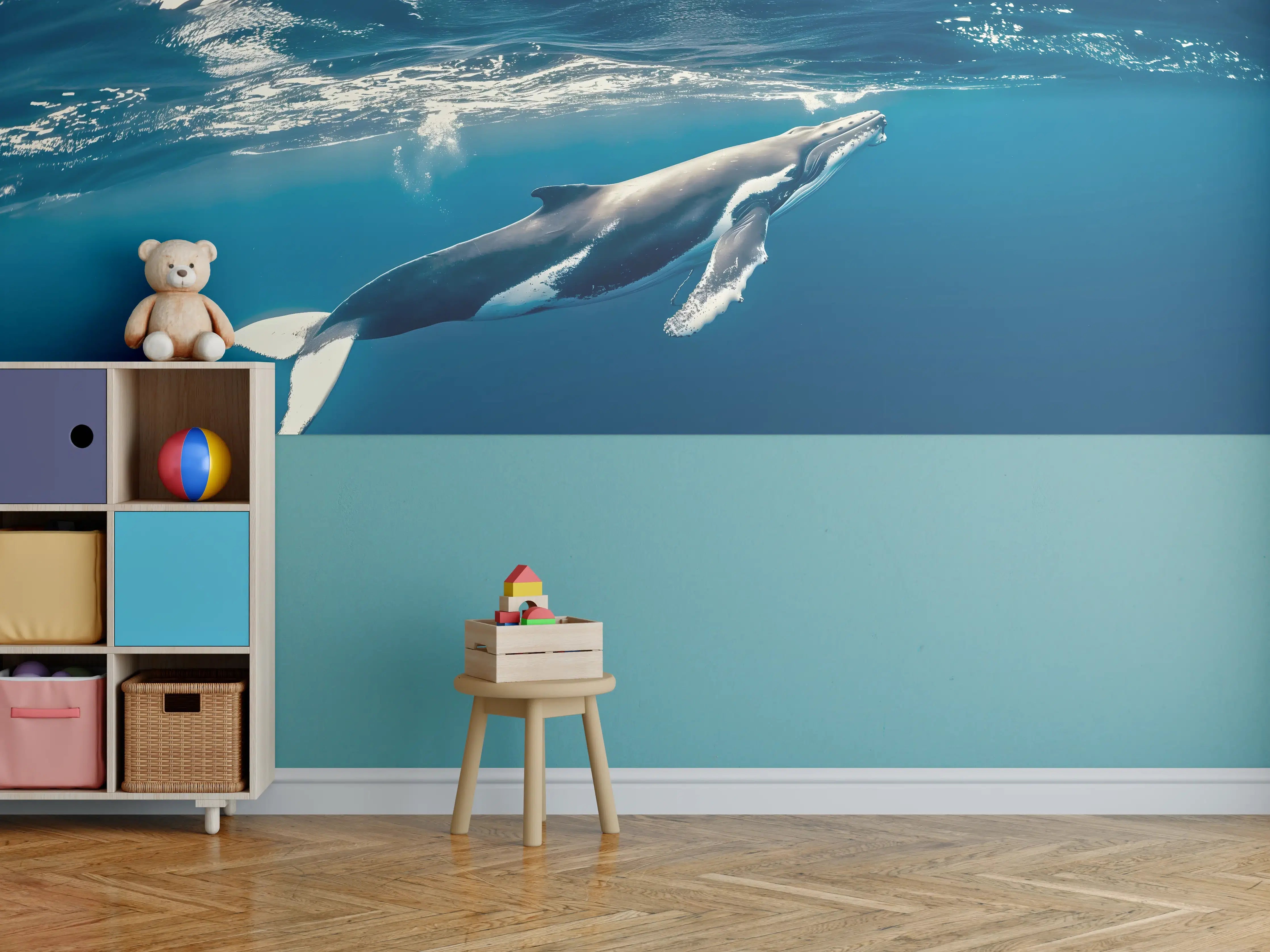 Kinderzimmer Wandgestaltung - Wal im blauen Ozean