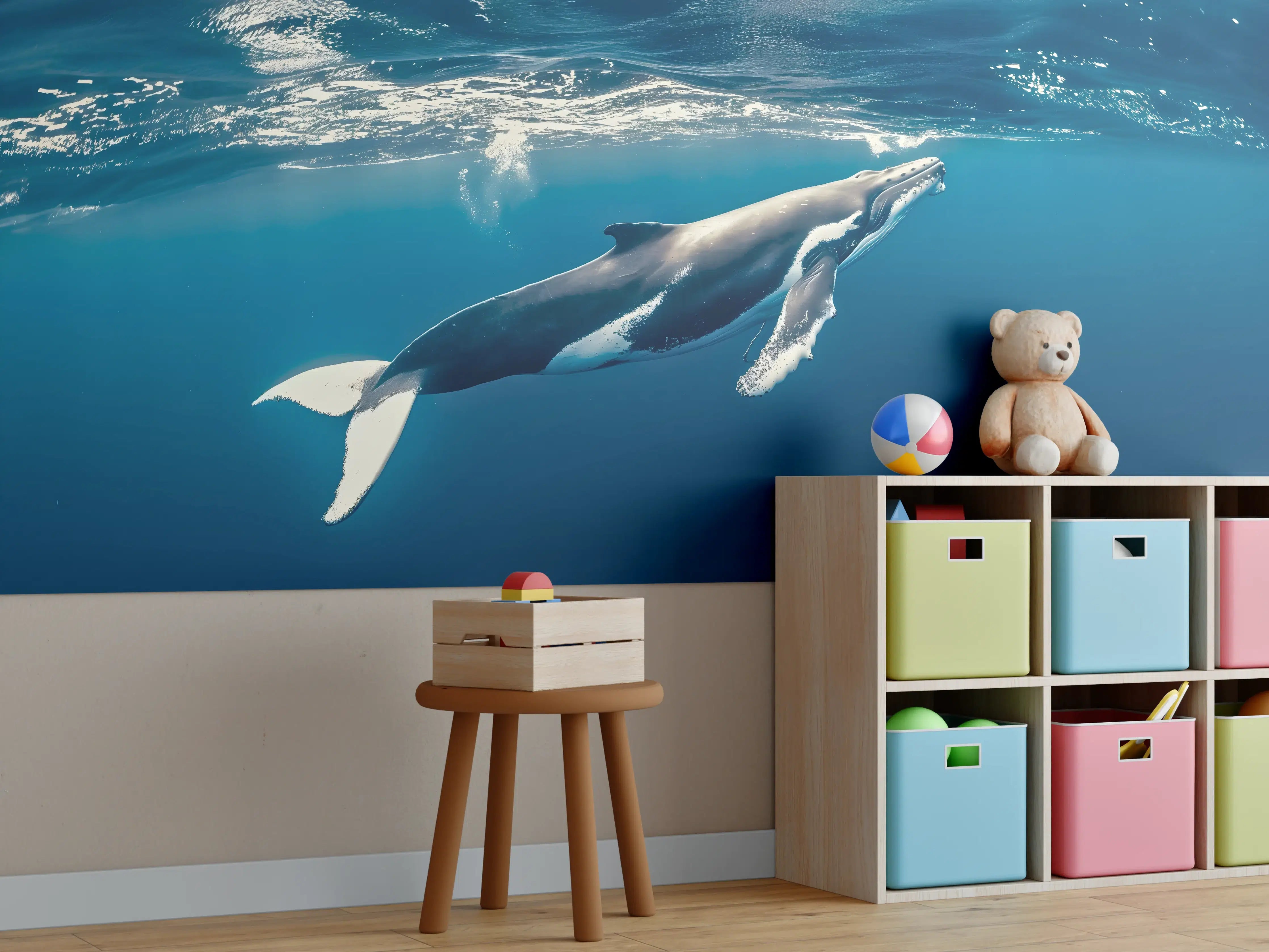 Kinderzimmer Wandgestaltung - Wal im blauen Ozean