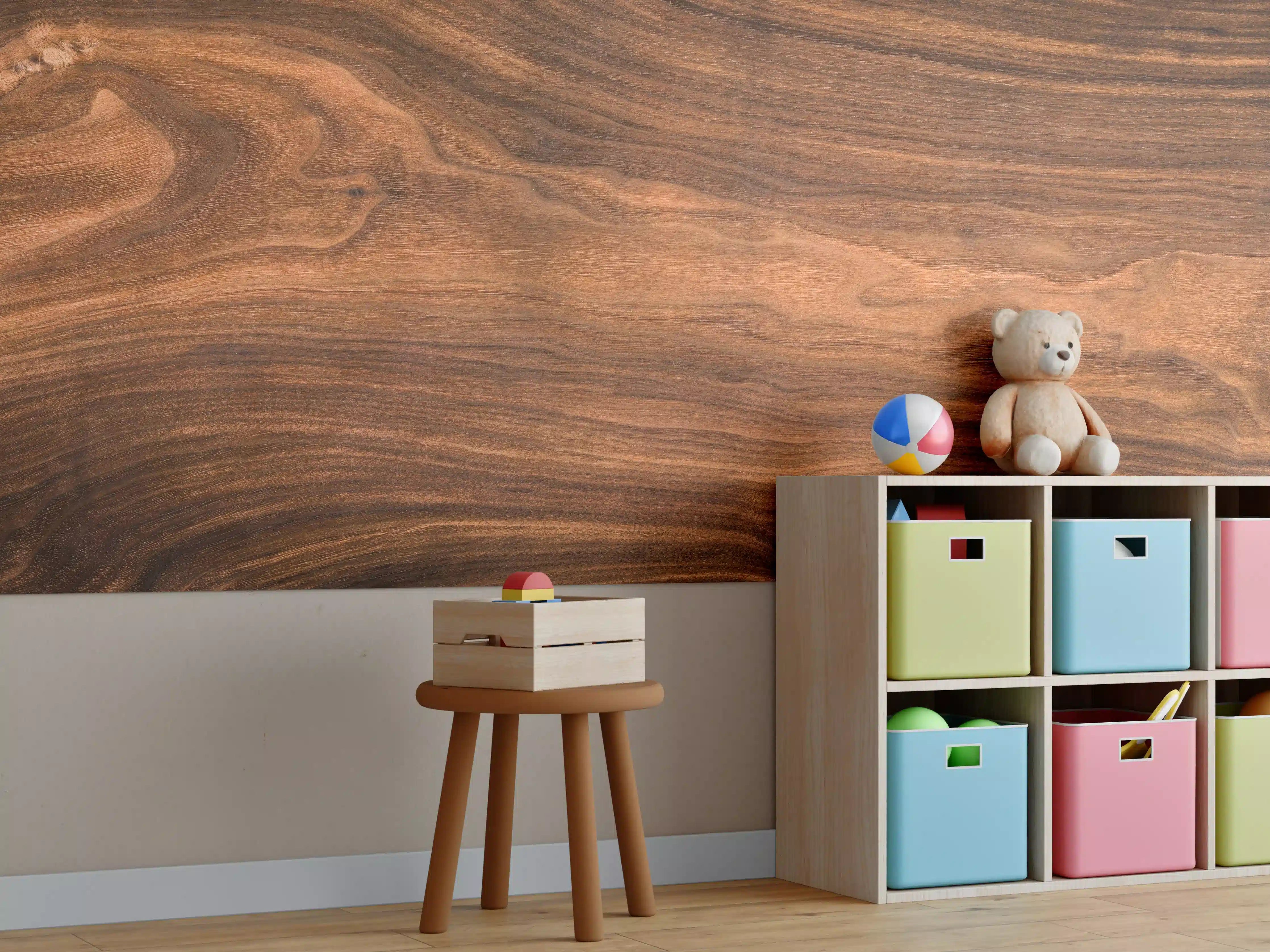 Kinderzimmer Wandgestaltung - Walnussholz