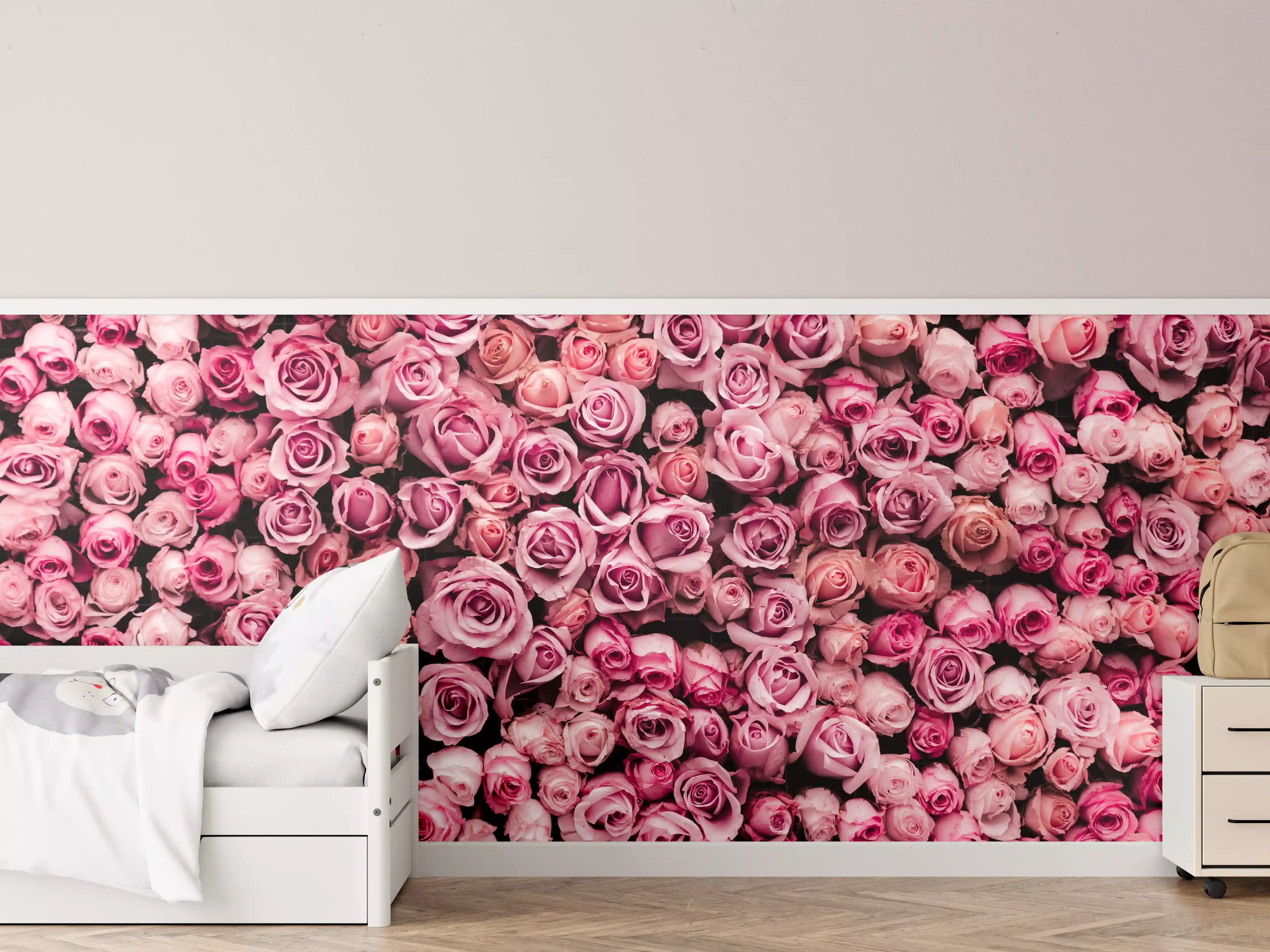 Kinderzimmer Wandgestaltung - Wand aus frischen Rosen