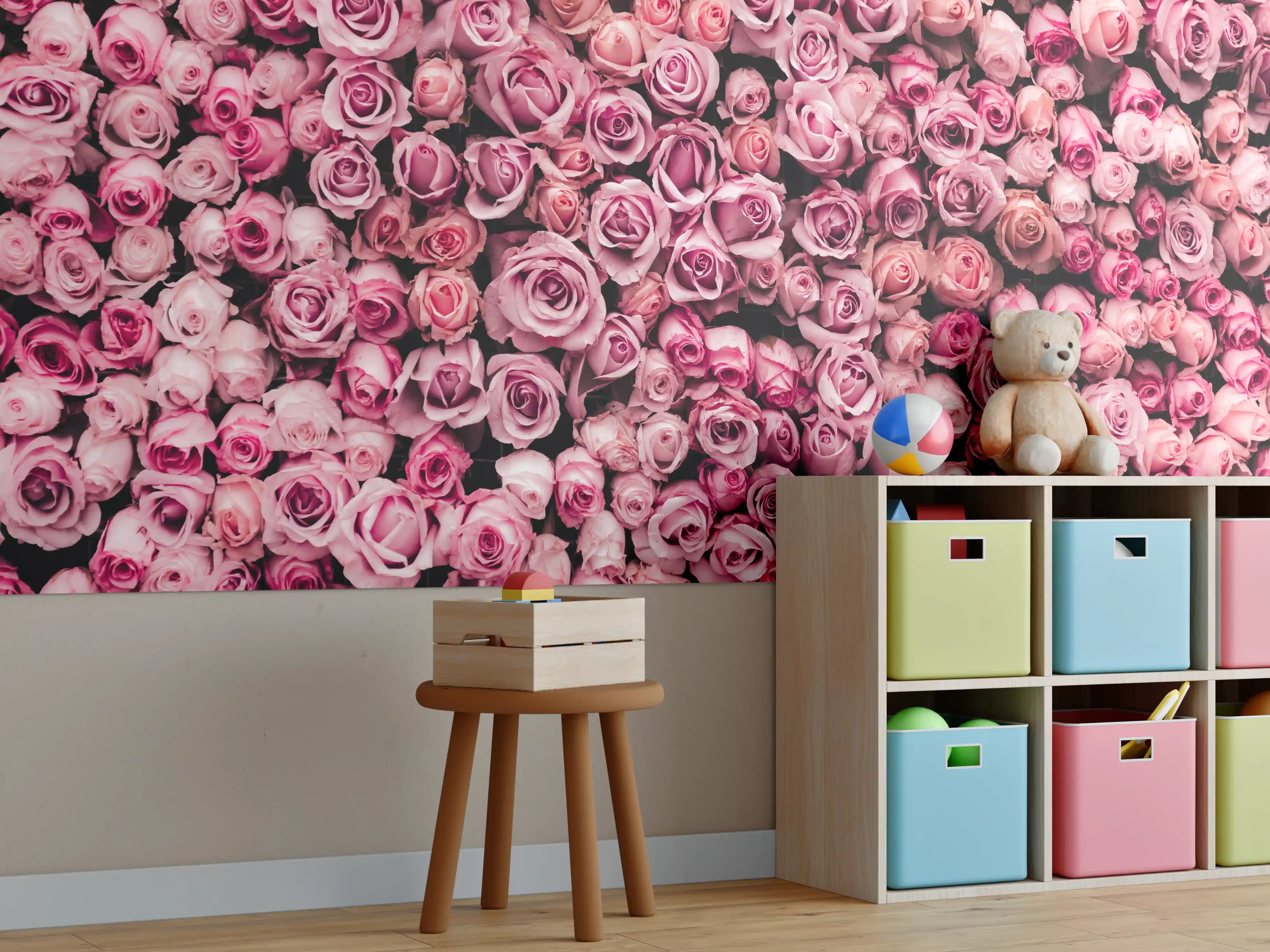 Kinderzimmer Wandgestaltung - Wand aus frischen Rosen