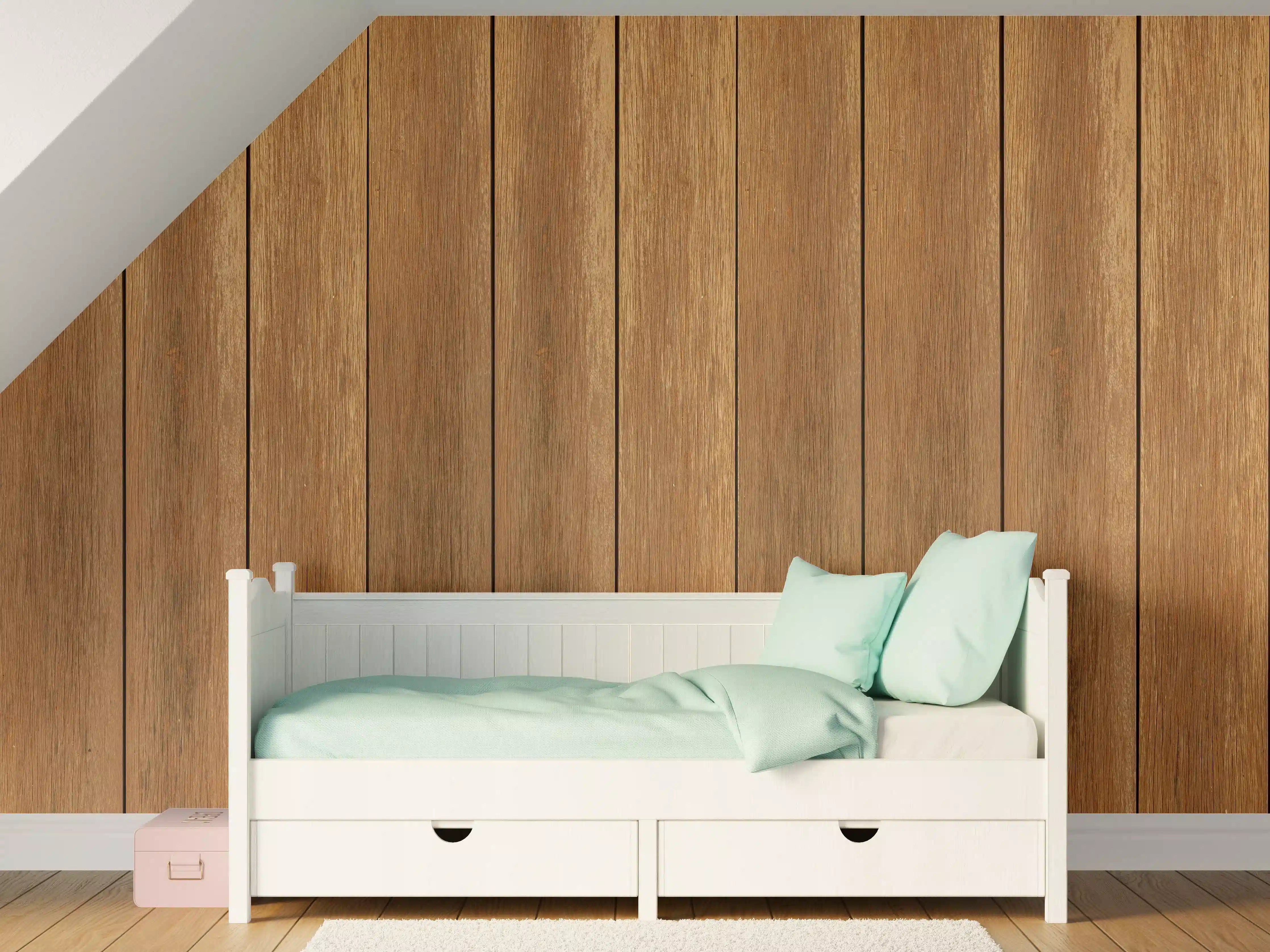 Kinderzimmer Wandgestaltung - Warme Holzdielenoptik
